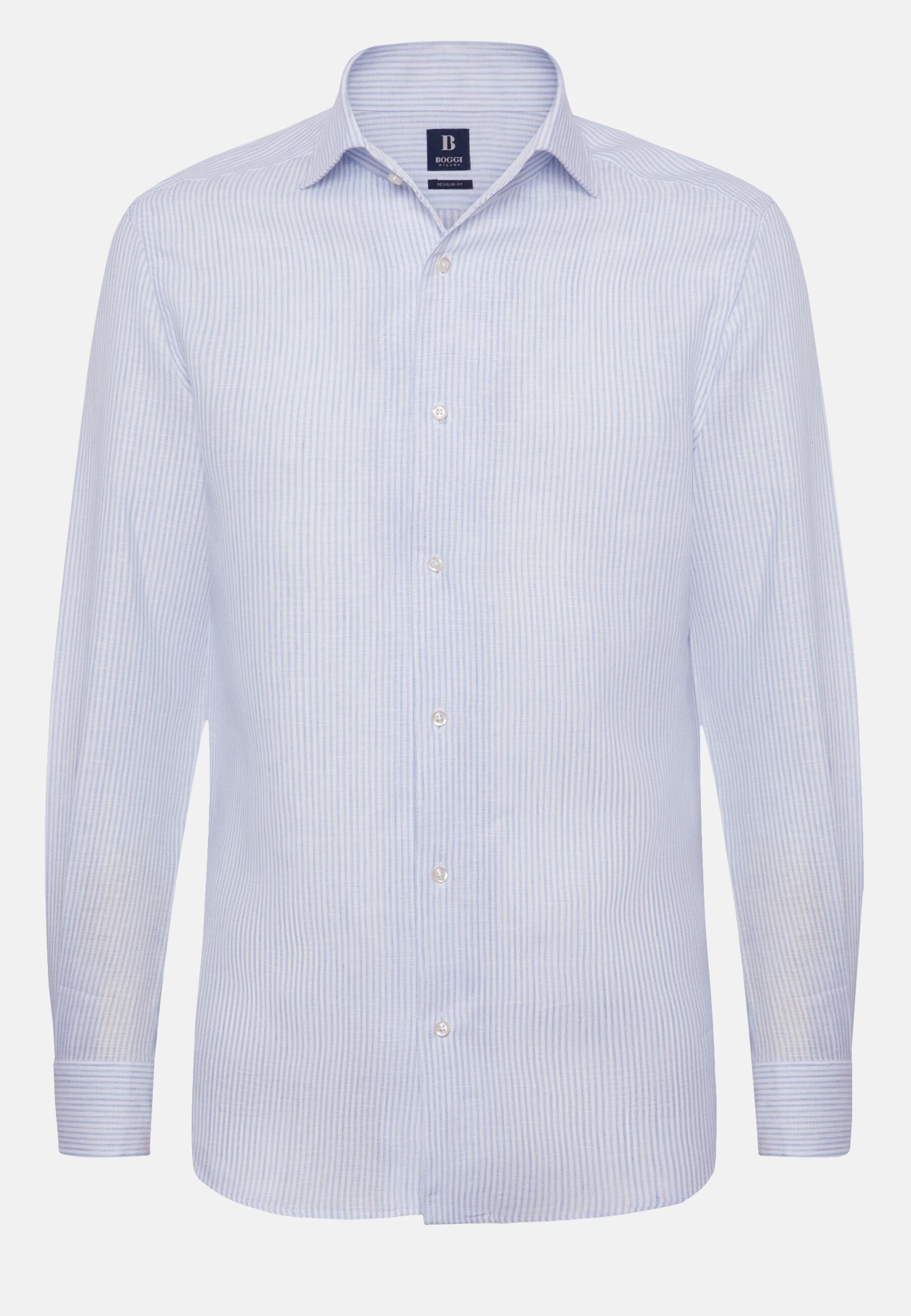 Striped Linen Shirt Blue, Light Blue, large image number 6