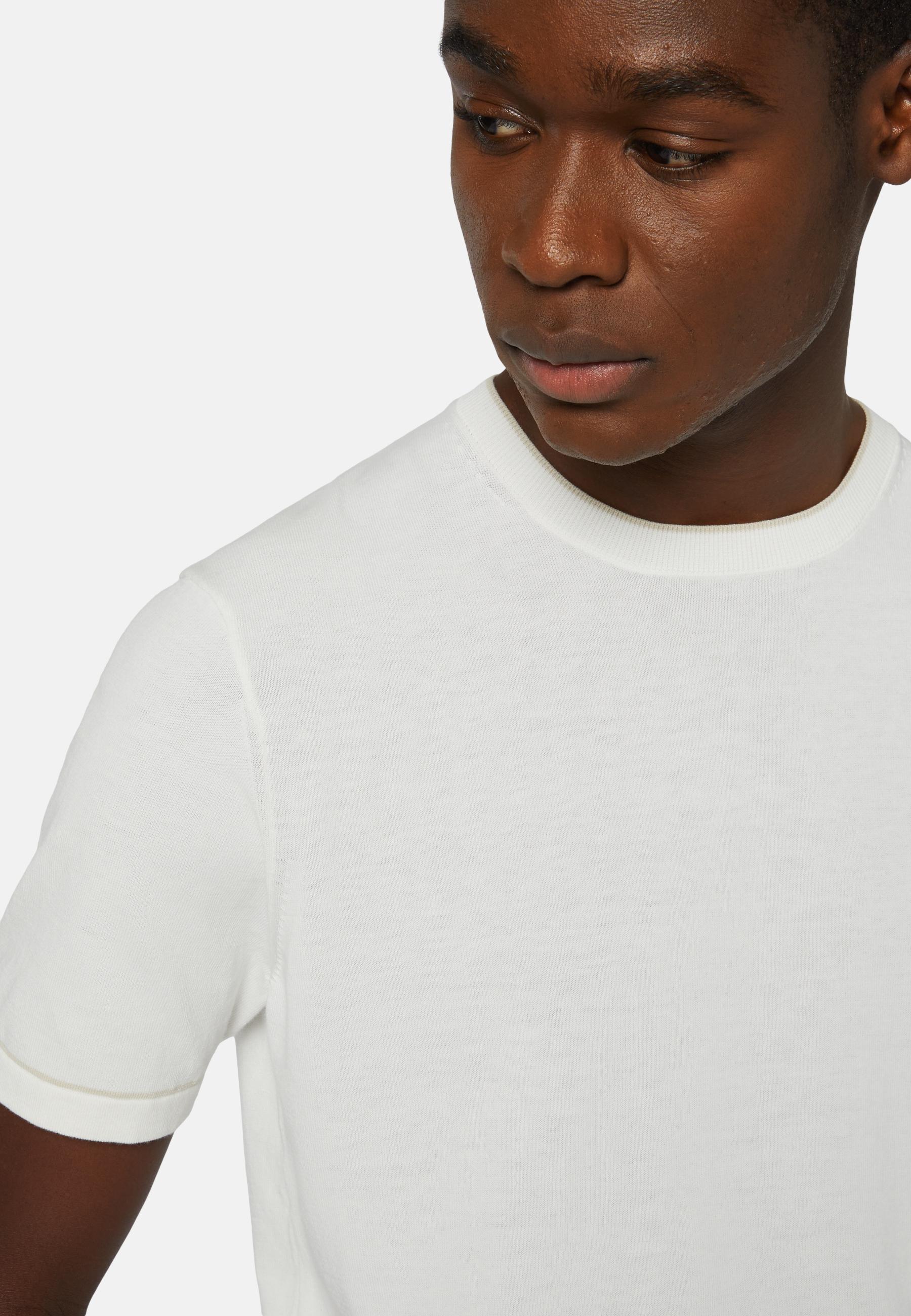 Boggi Milano - White Cotton Crepe Knit T-Shirt