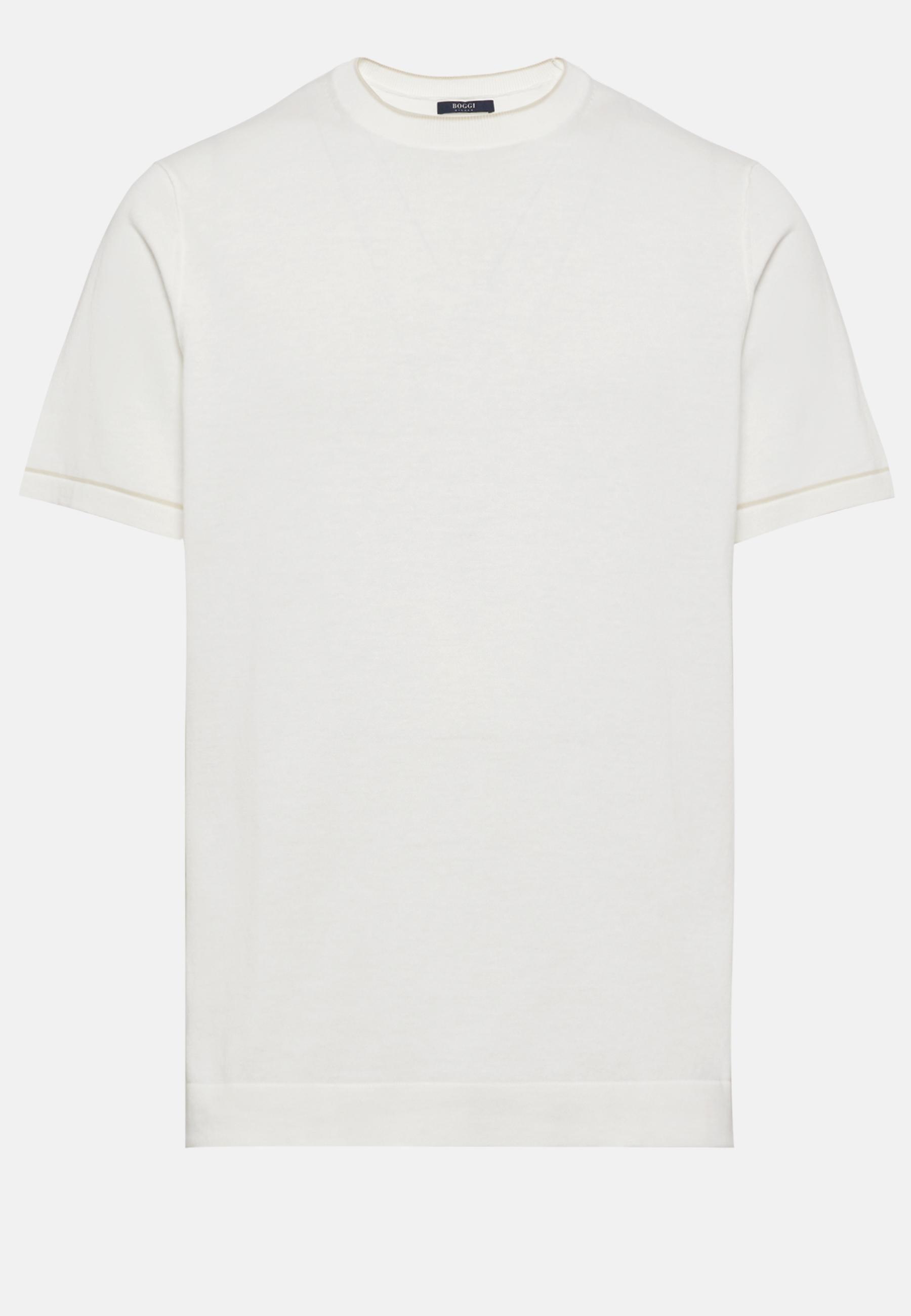 Boggi Milano - White Cotton Crepe Knit T-Shirt