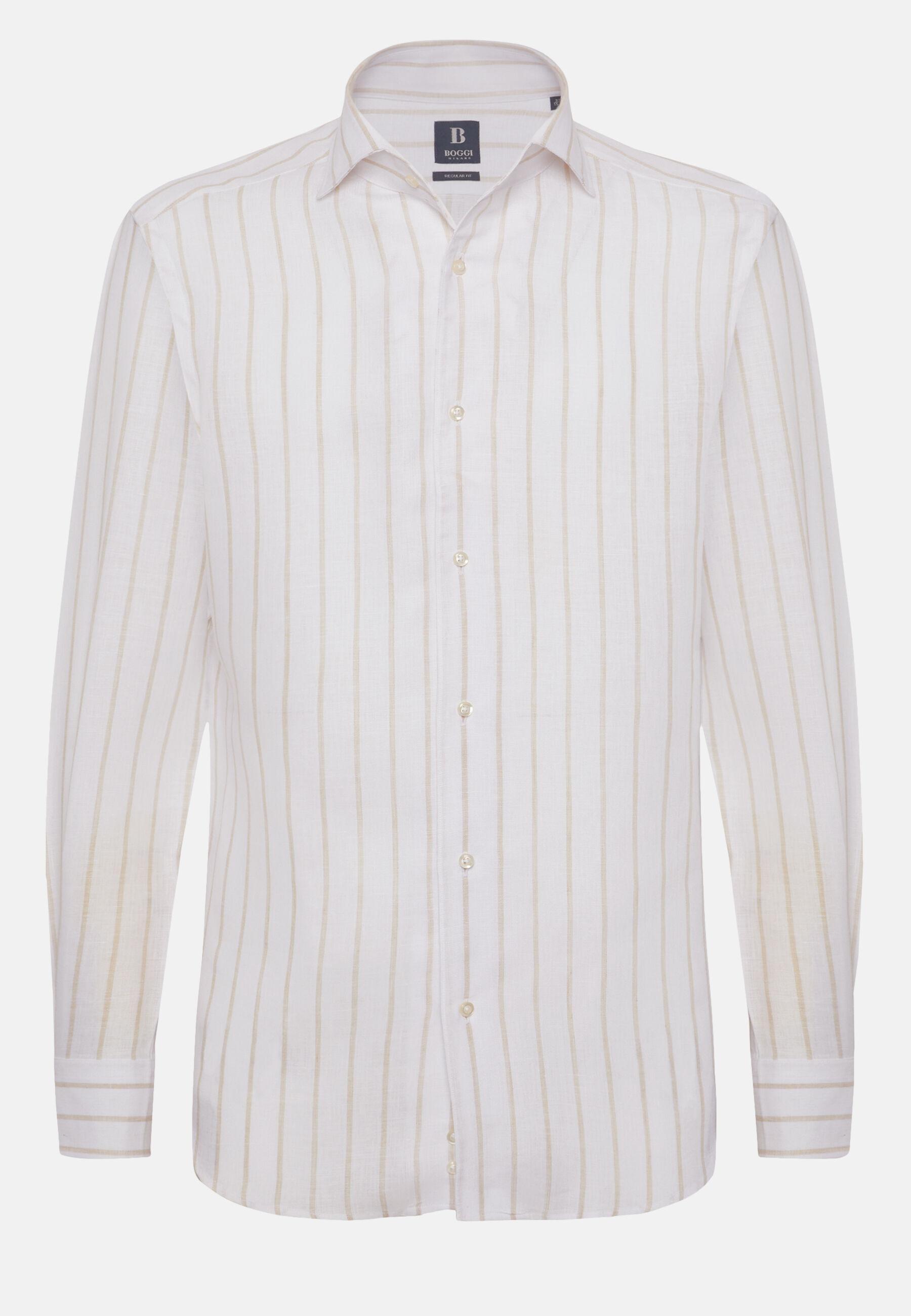 Striped Linen Shirt Beige, Sand, large image number 4