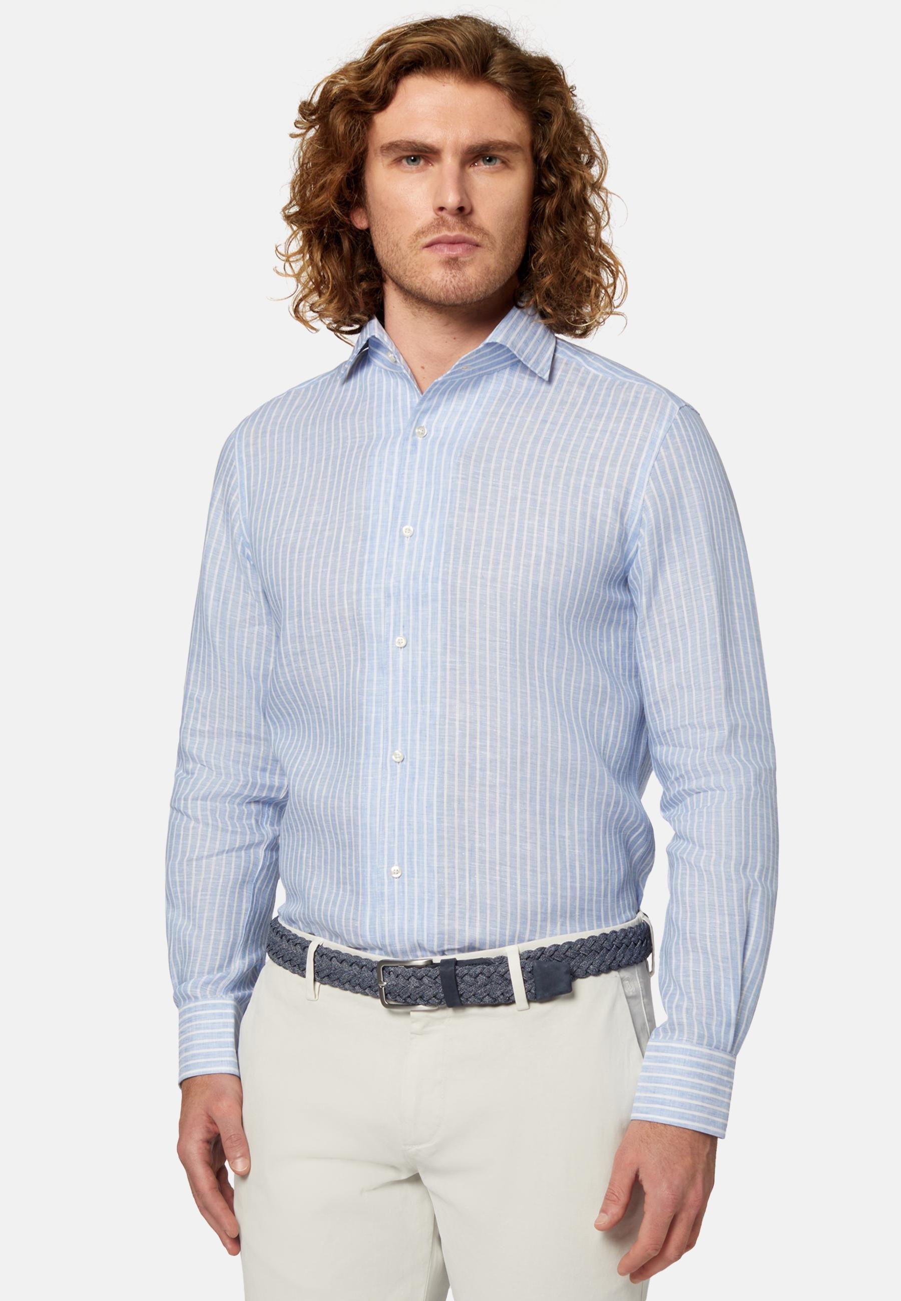 Striped Linen Shirt Blue, , large image number 0