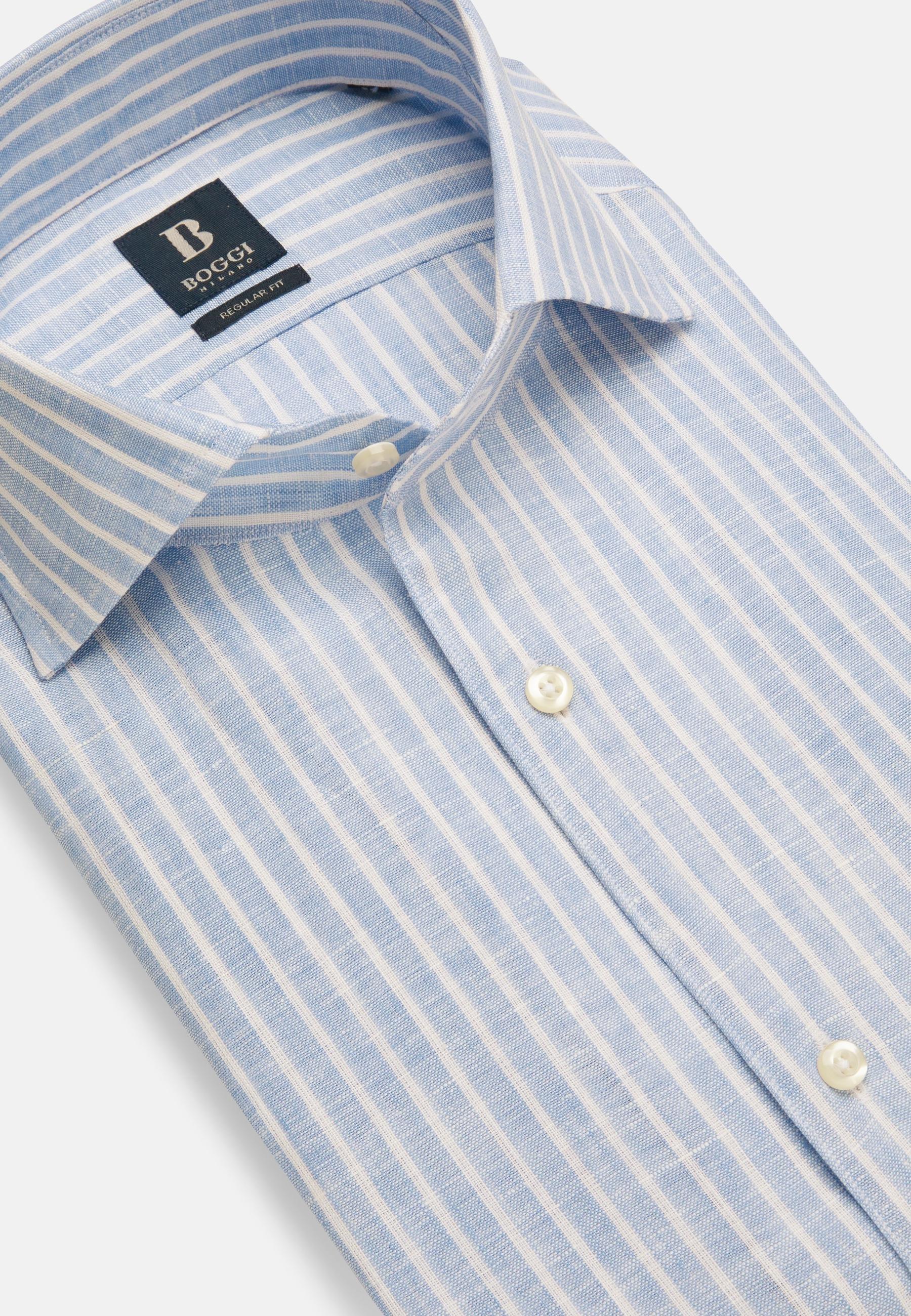 Striped Linen Shirt Blue, , large image number 3