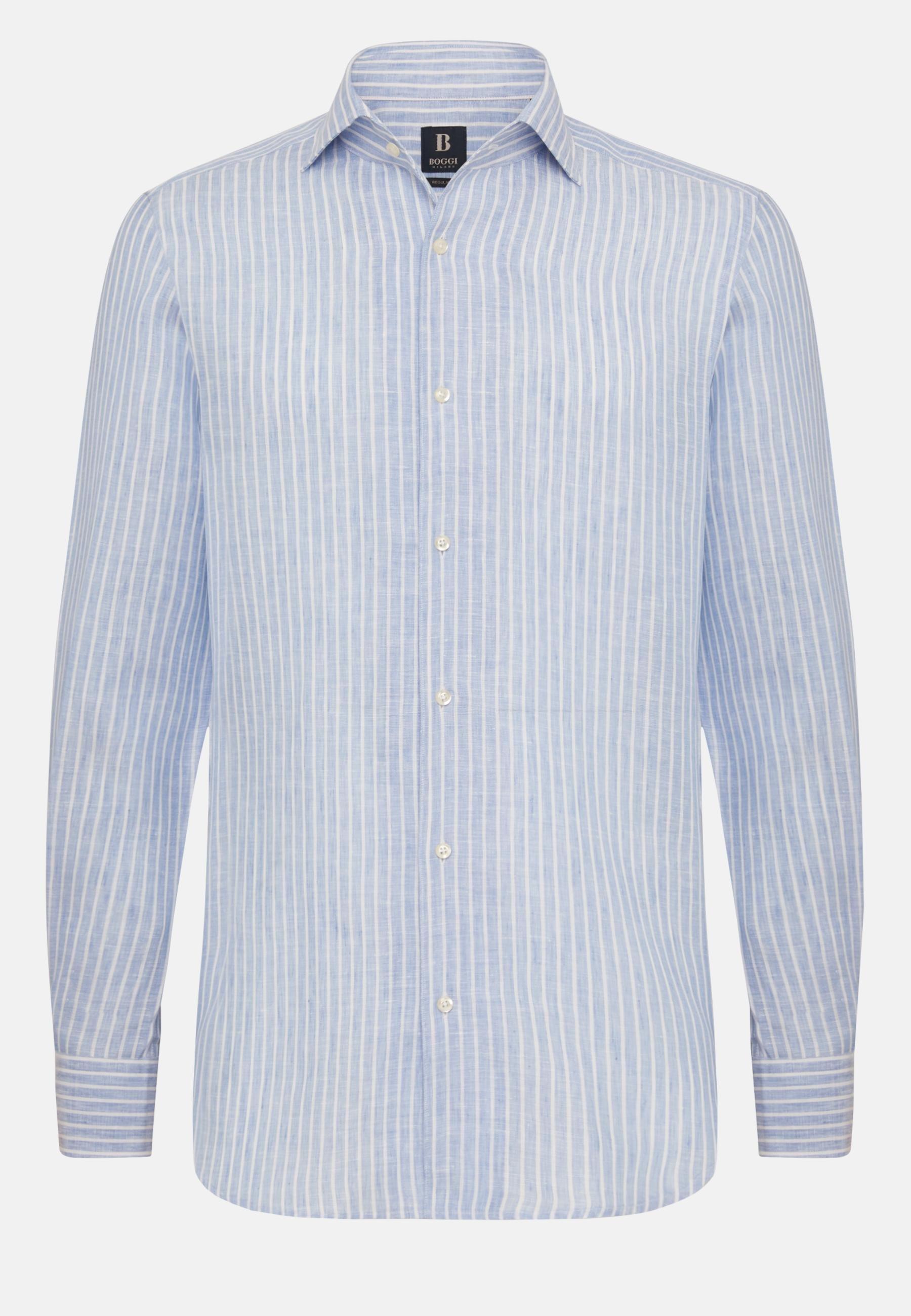 Striped Linen Shirt Blue, , large image number 4