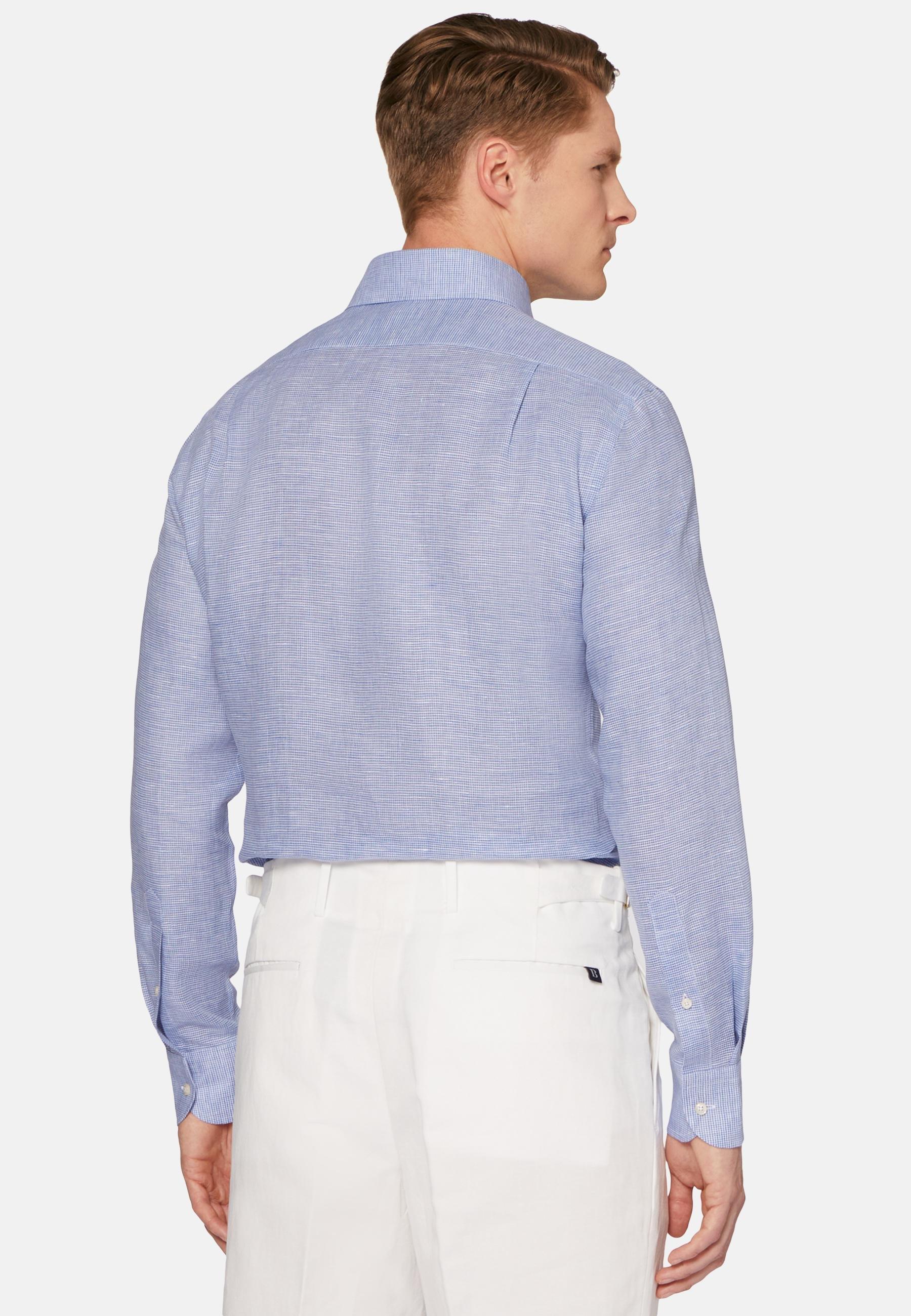 Boggi Milano - Blue Houndstooth Linen Shirt