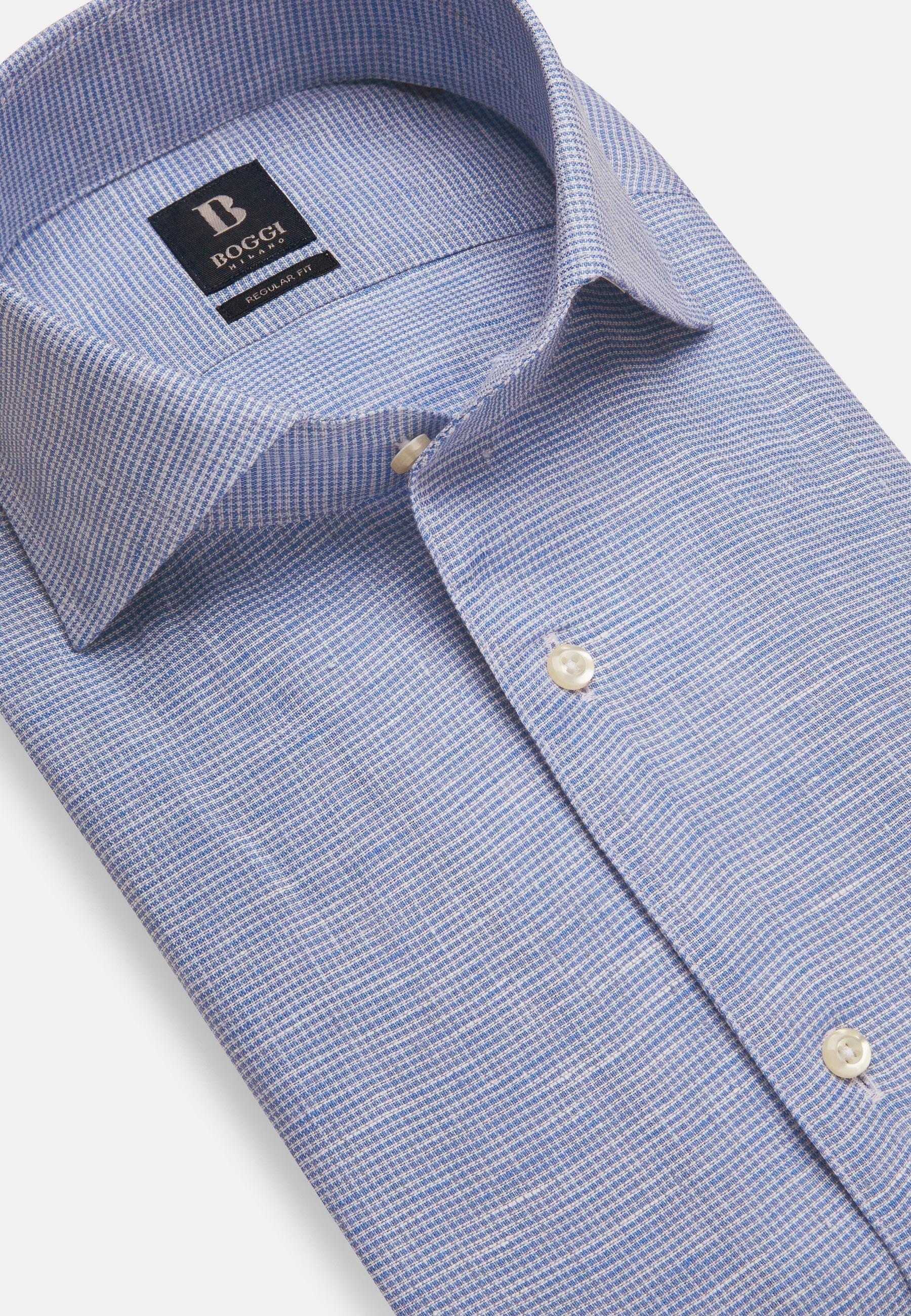 Boggi Milano - Blue Houndstooth Linen Shirt