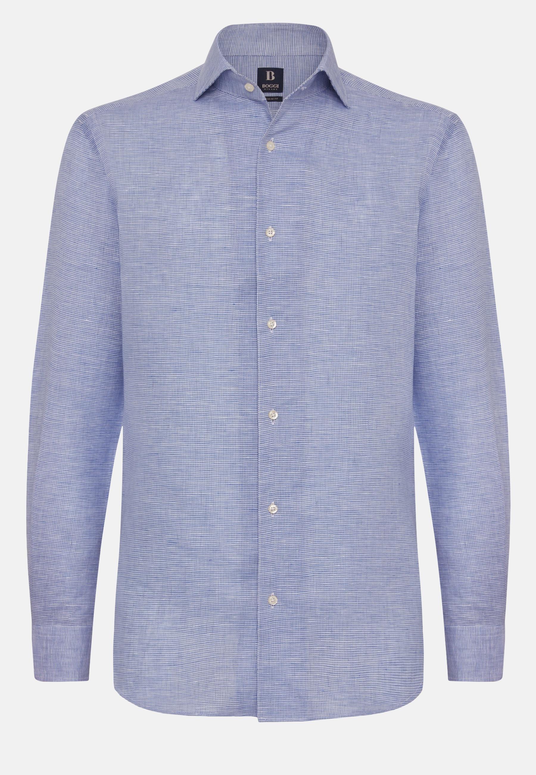 Houndstooth Linen Shirt Blue, , large image number 4
