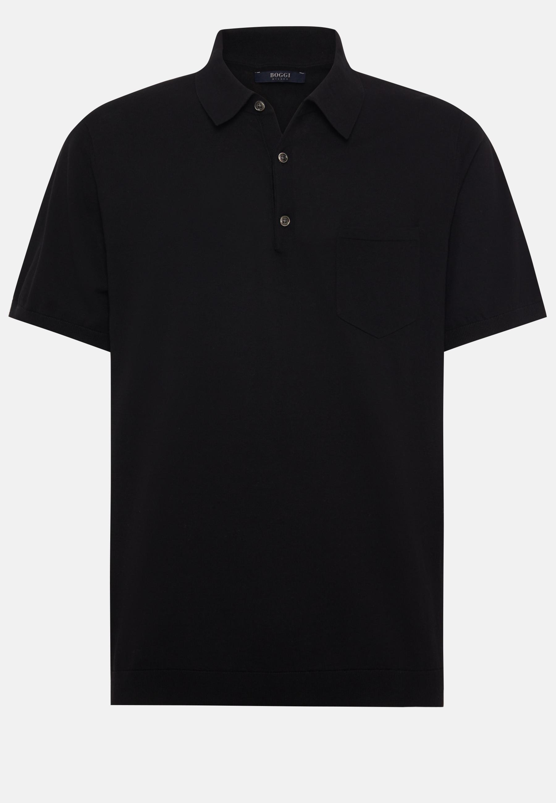 Boggi Milano - Black Cotton Crepe Knit Polo Shirt