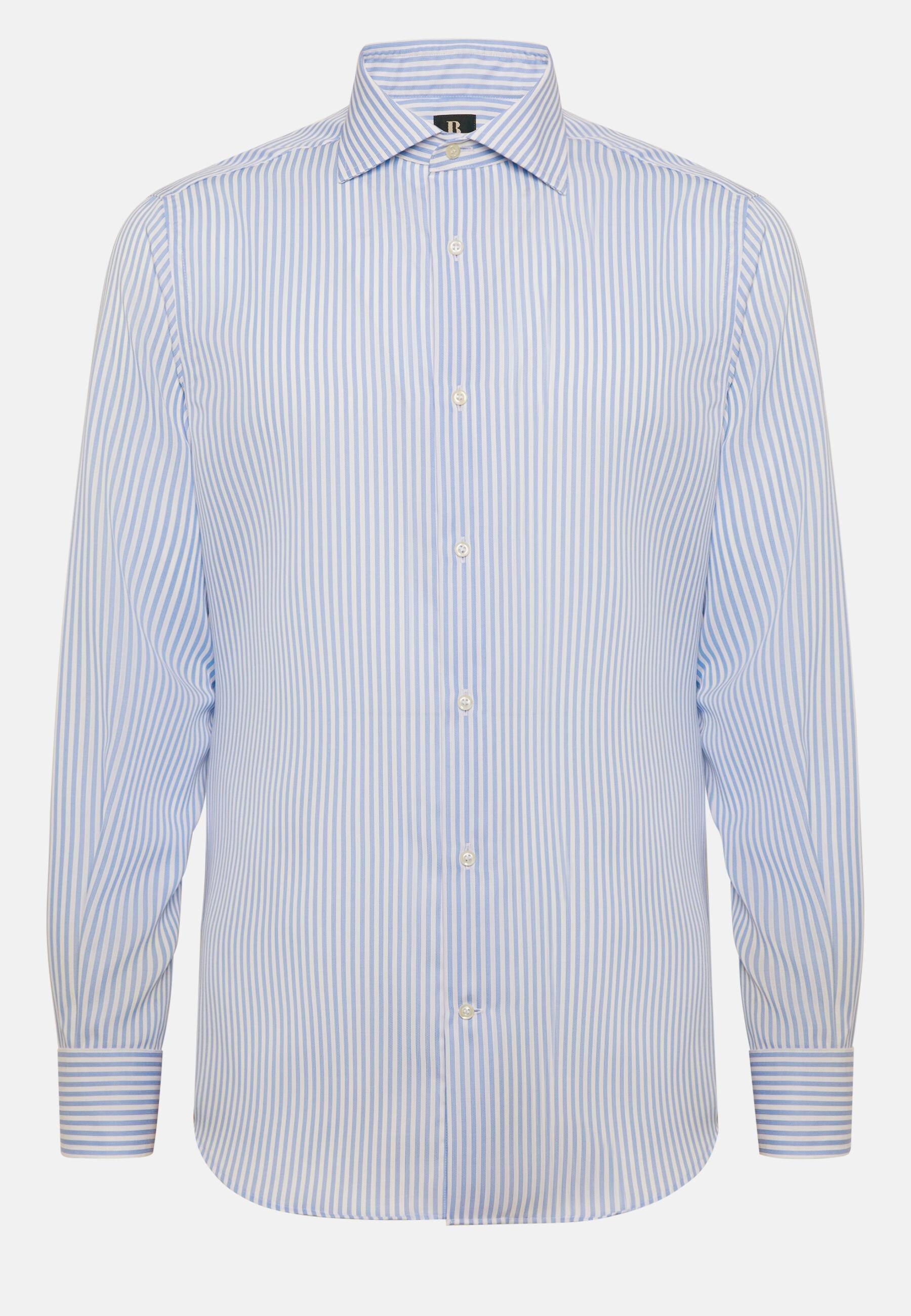 Striped Dobby Cotton Shirt Blue, Light Blue, large image number 4