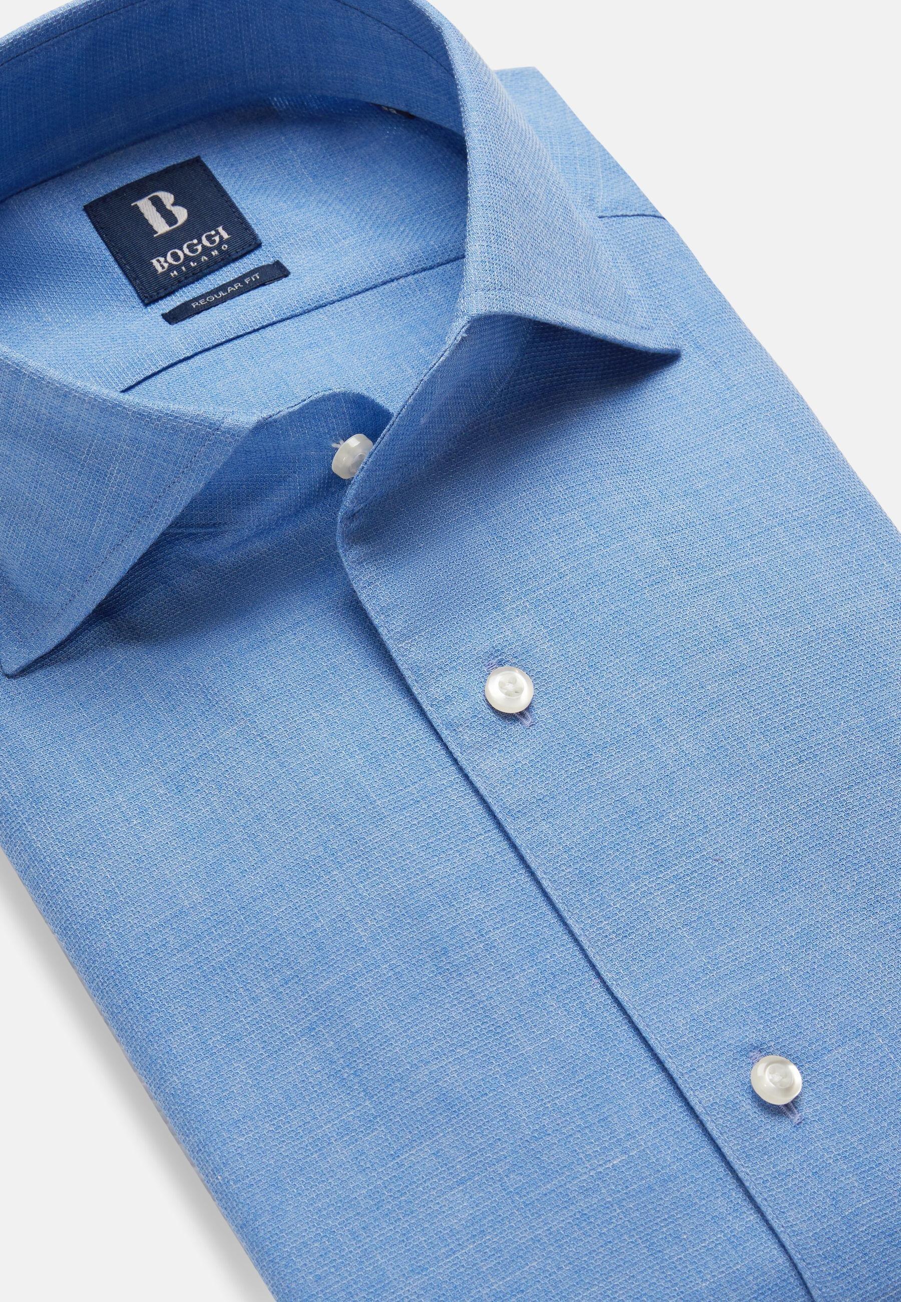 Cotton Dobby Shirt Blue, 3901_MDBL, large image number 3