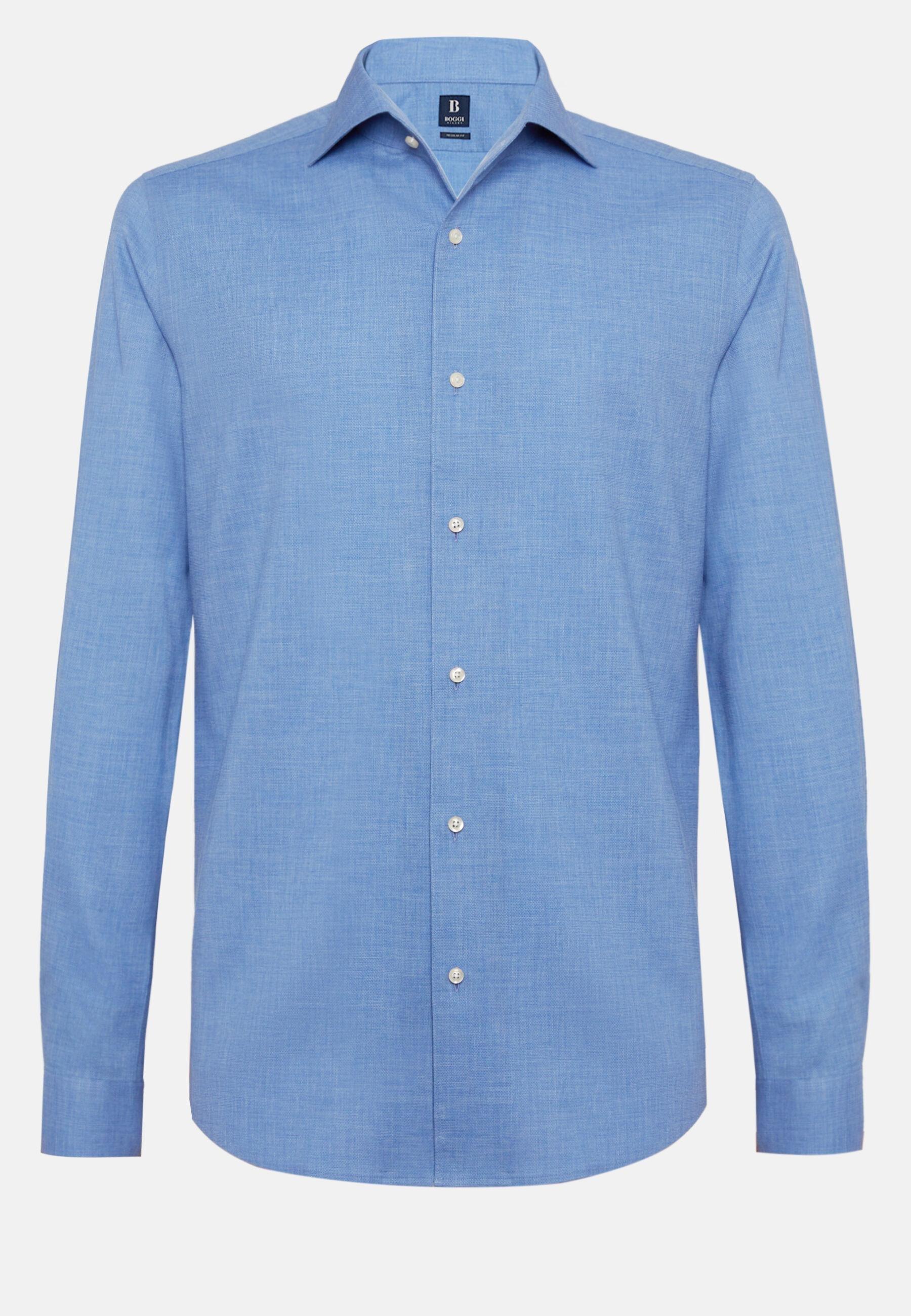 Cotton Dobby Shirt Blue, 3901_MDBL, large image number 4