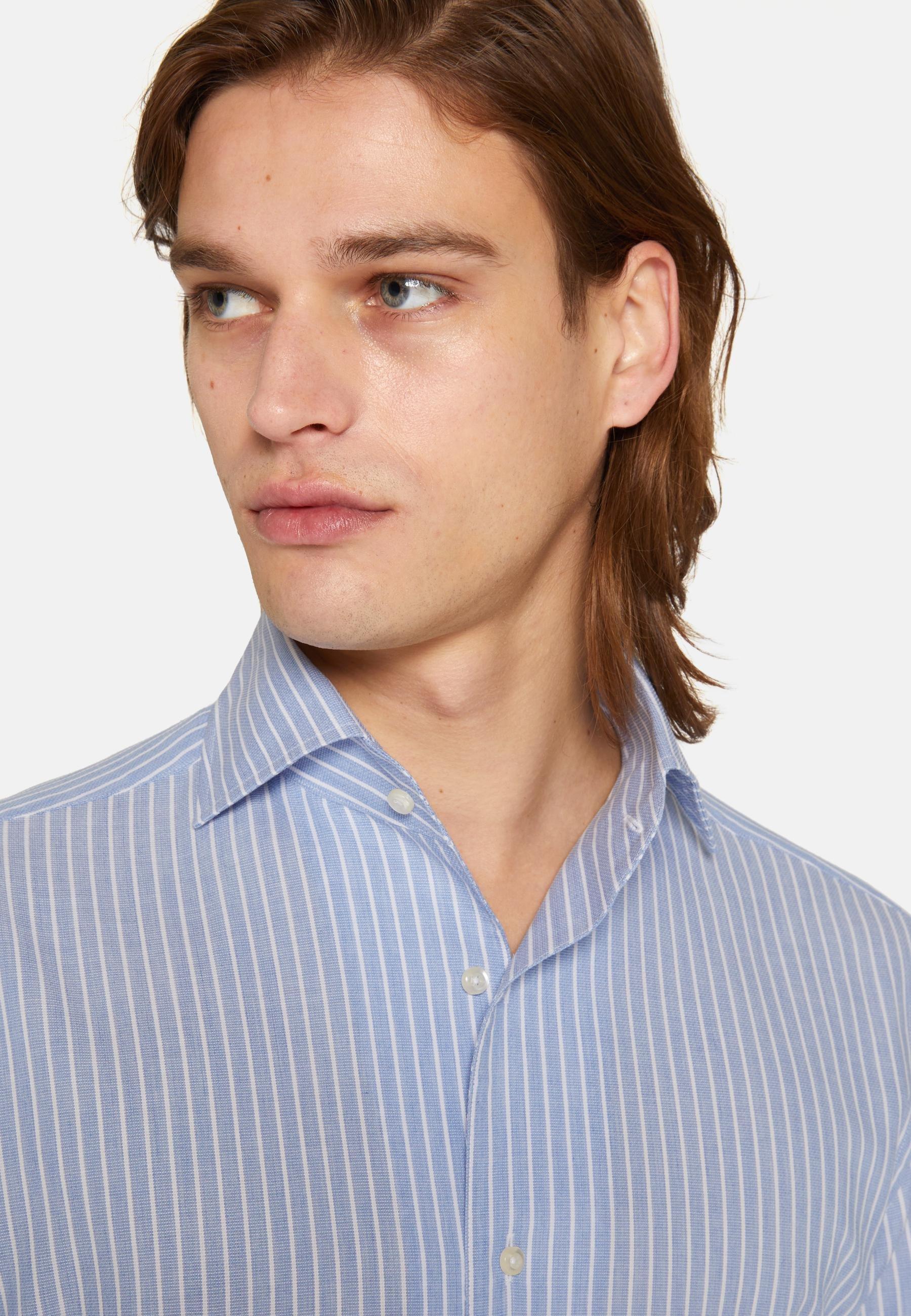 Striped Cotton Dobby Blue, Medium Blue, large image number 1