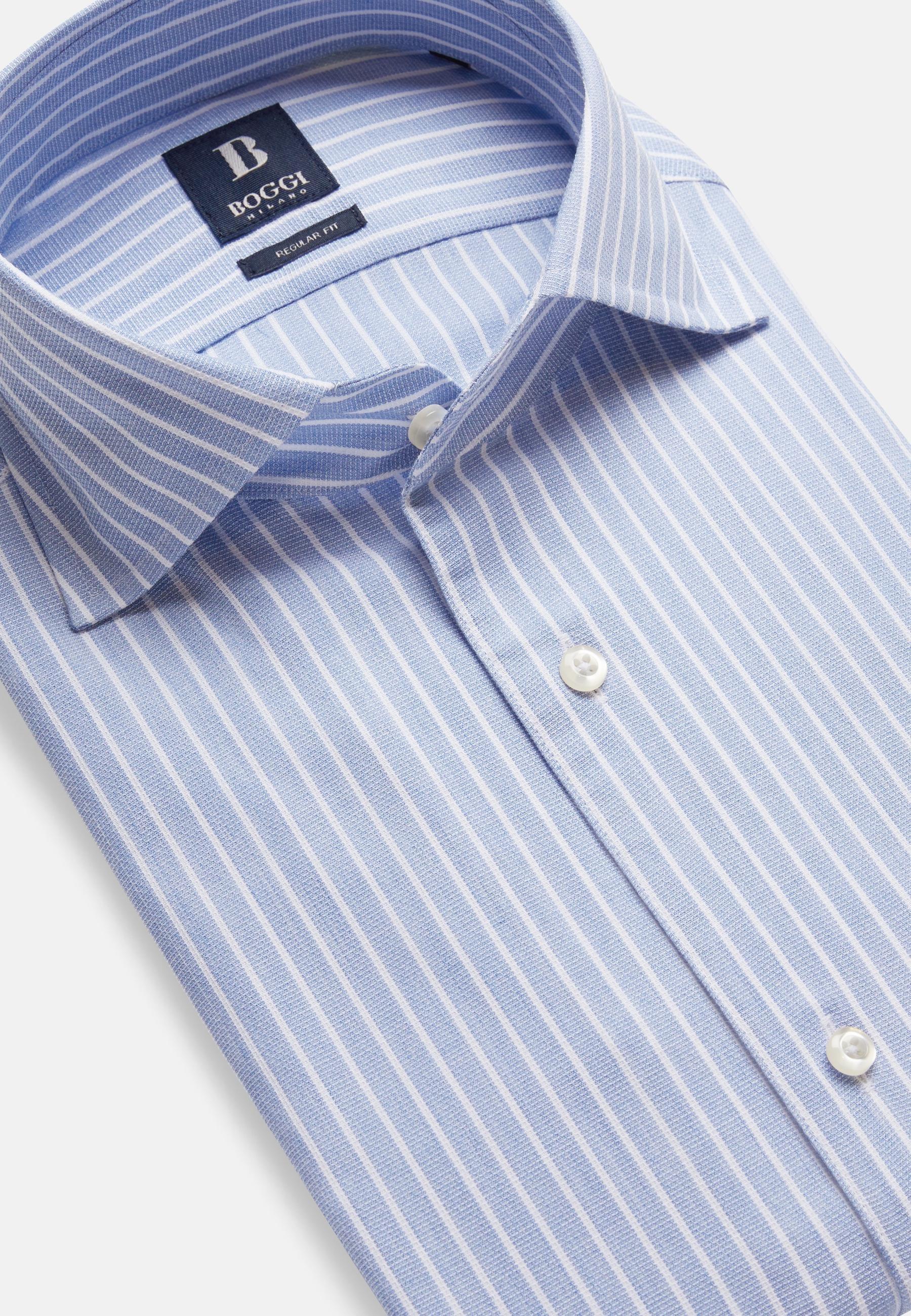 Striped Cotton Dobby Blue, Medium Blue, large image number 3