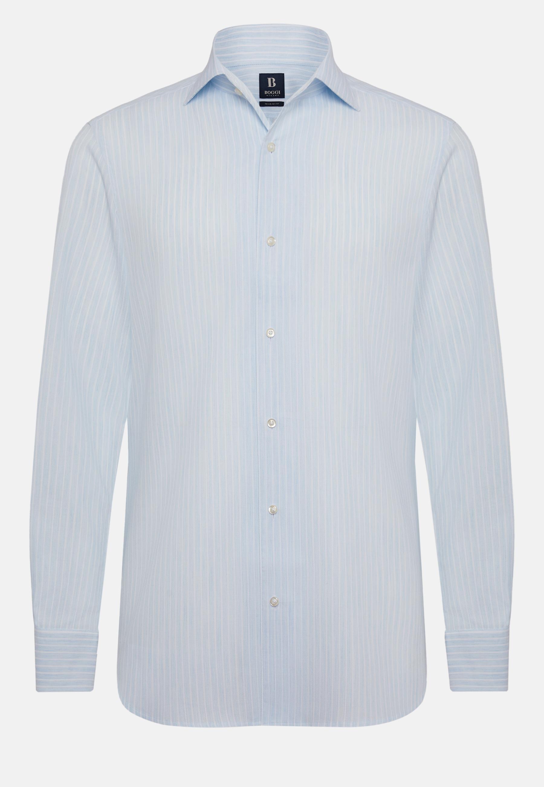 Striped Dobby Cotton Shirt Blue, , large image number 4