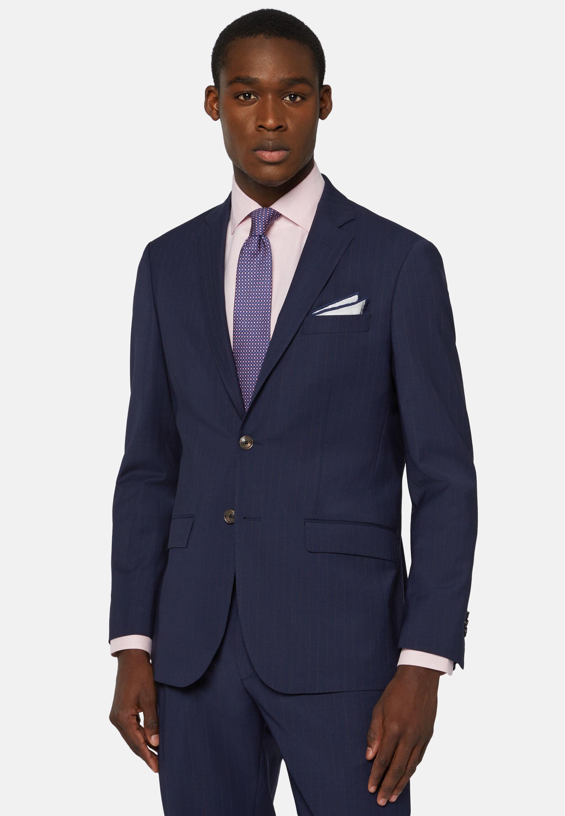 Stretch Pinstripe Suit Navy, Blue, large image number 0