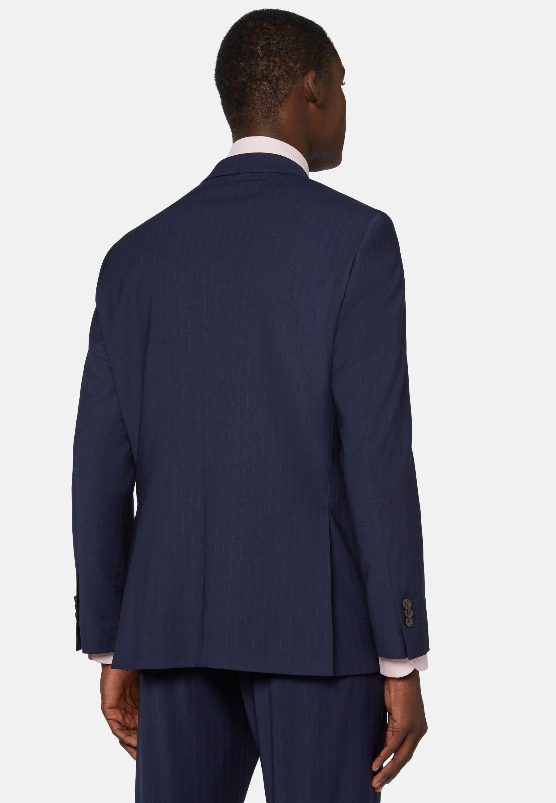 Stretch Pinstripe Suit Navy, Blue, medium