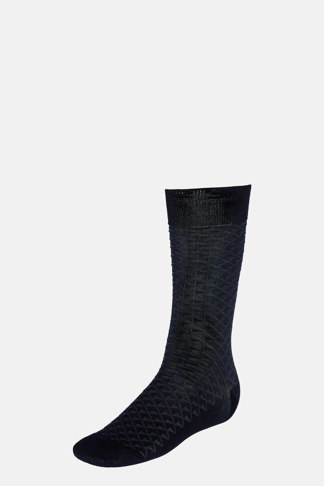 Navy Cotton Blend Jacquard Socks, Navy blue, large image number 0