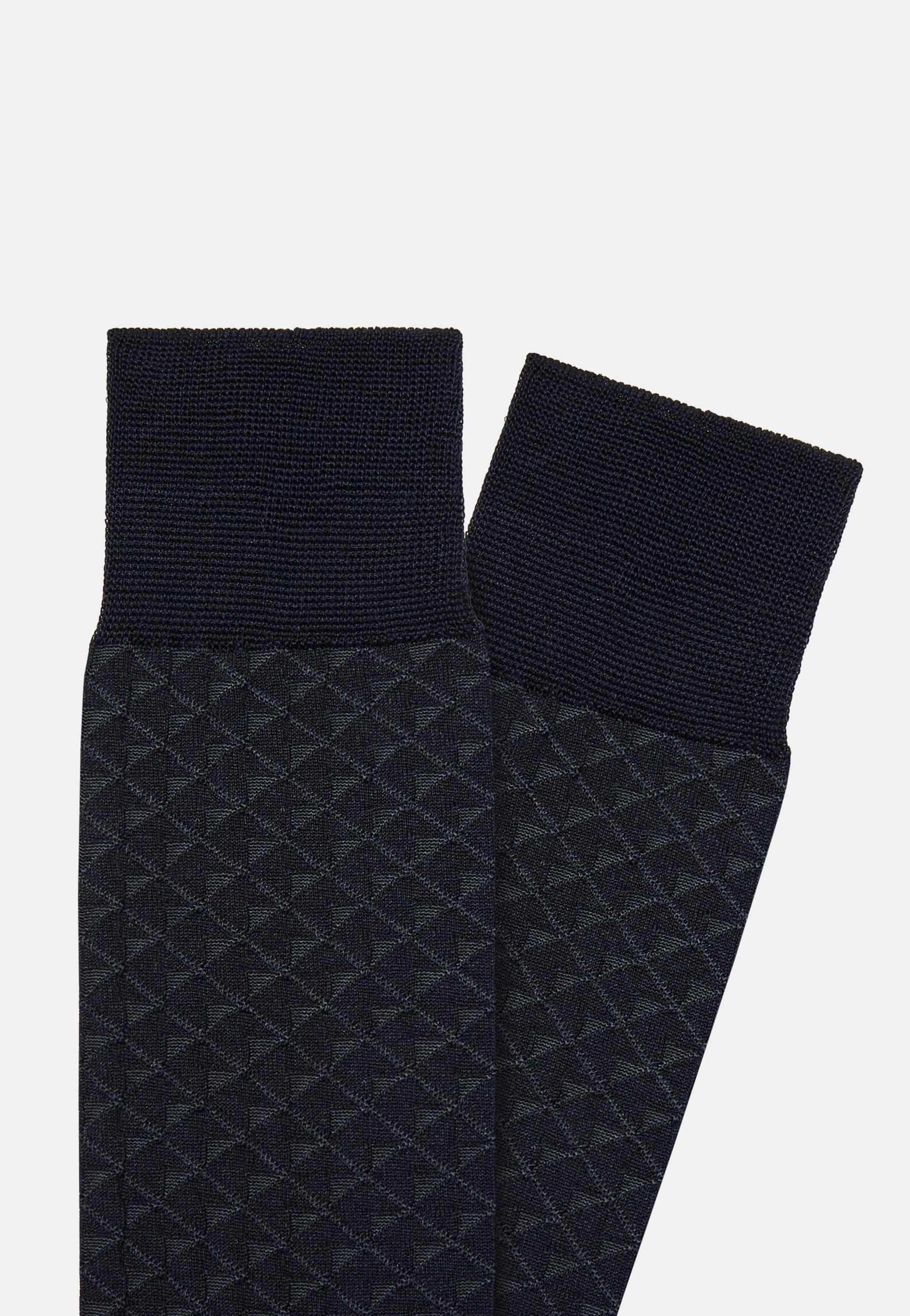 Navy Cotton Blend Jacquard Socks, Navy blue, large image number 1