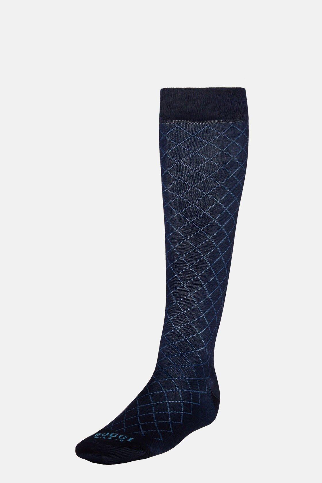 Navy Geometric Pattern Socks, , large image number 0
