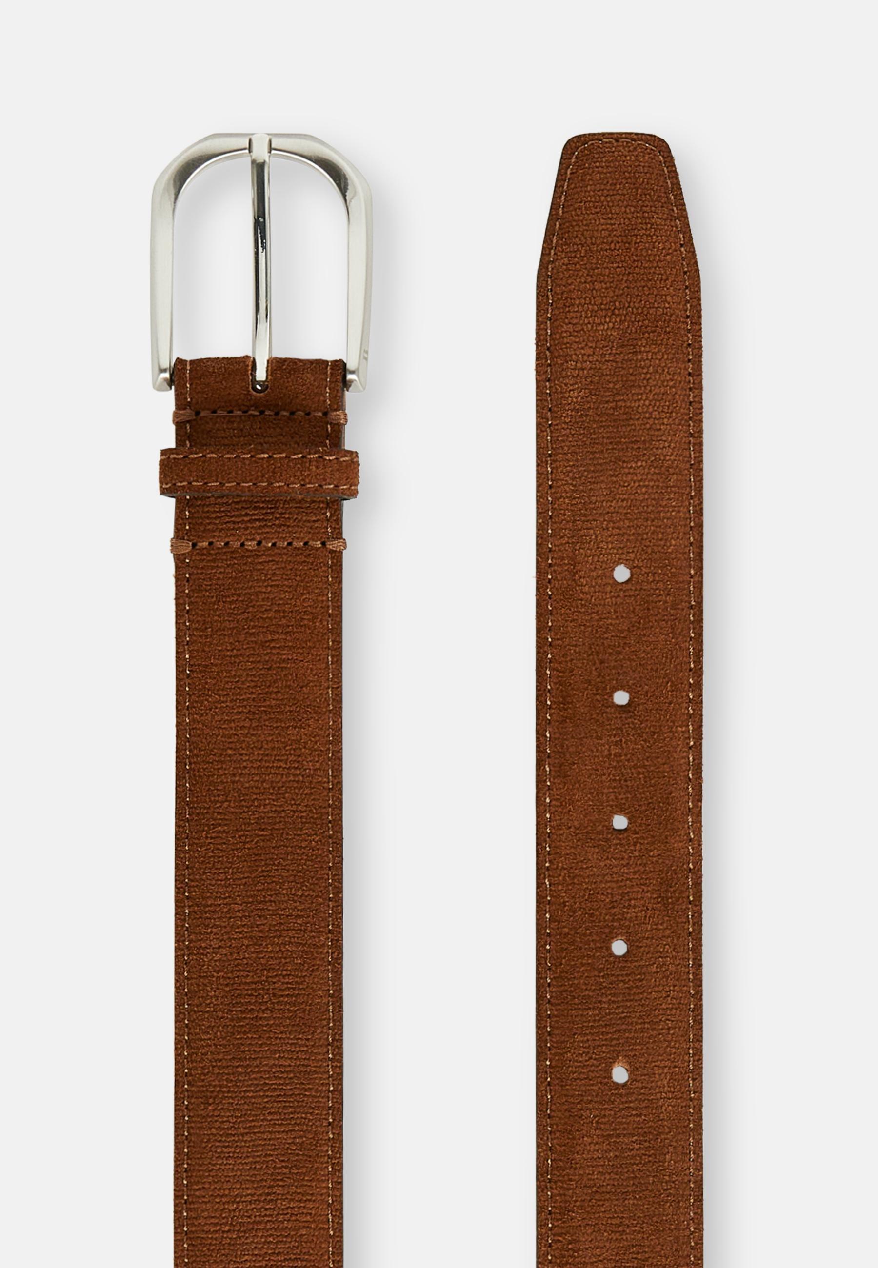 Printed Suede Belt Brown, Brown, medium