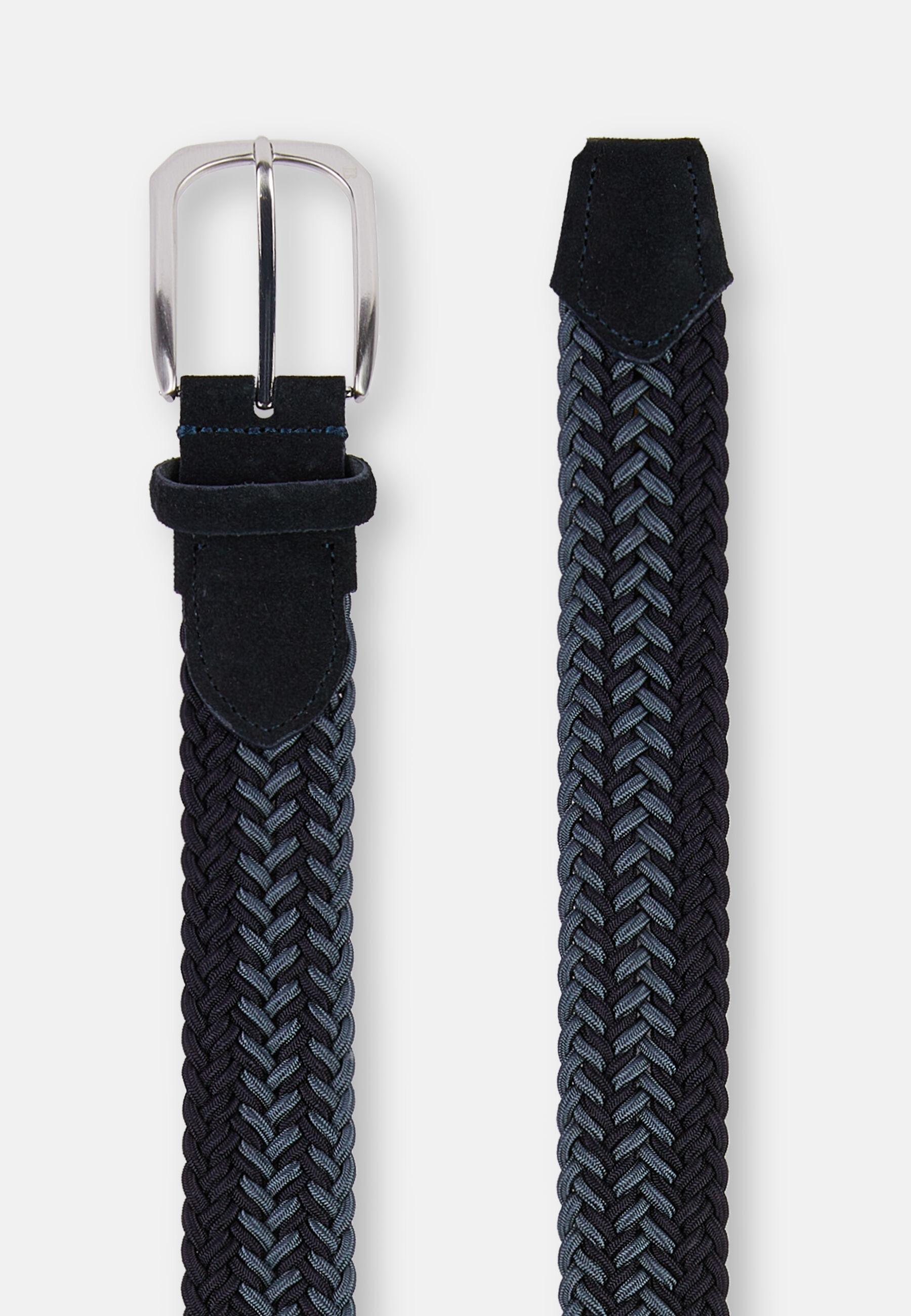 Blue Woven Elastic Belt, Navy blue, large image number 1