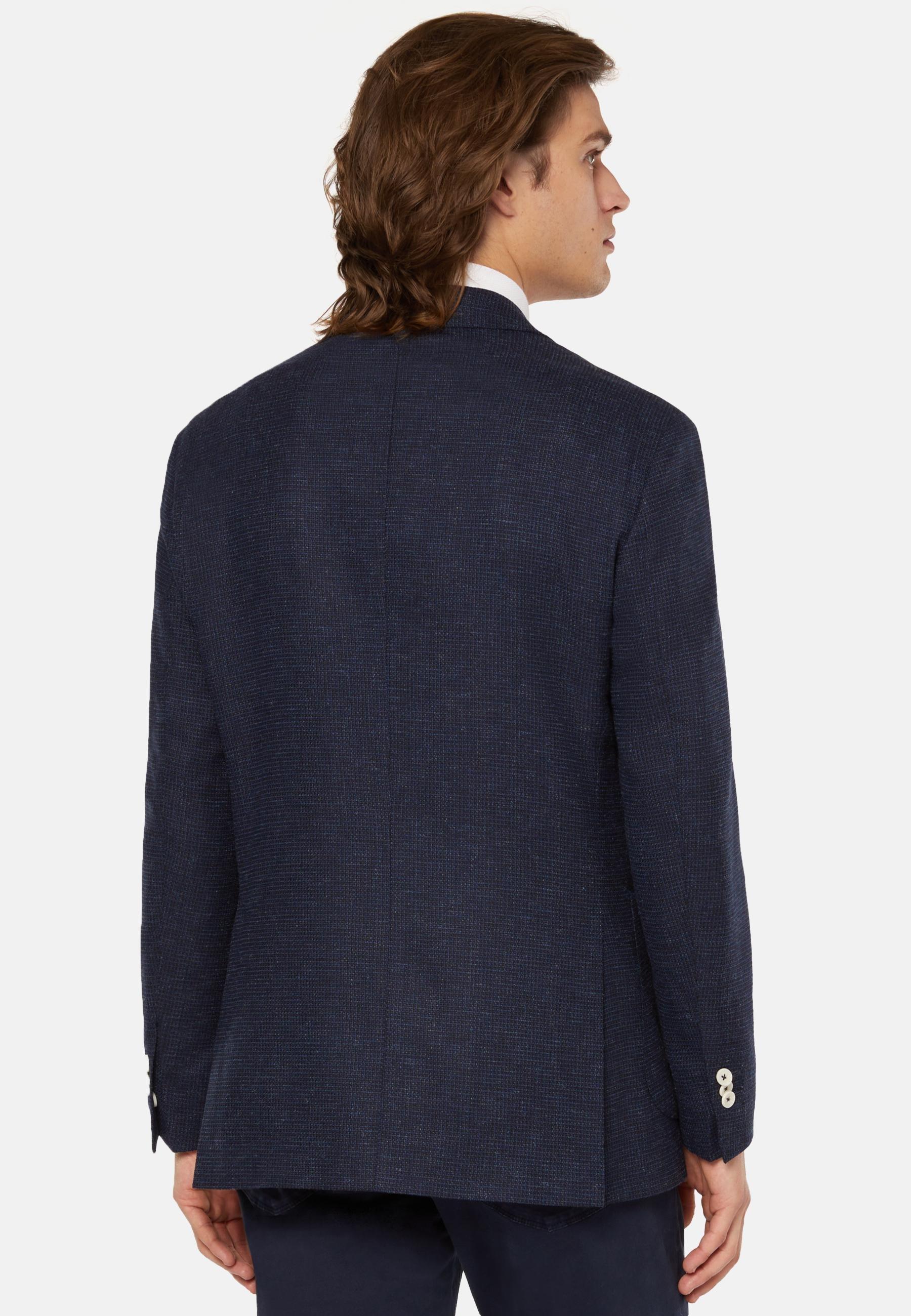 Stretch Wool Linen Jacket Navy, , large image number 1