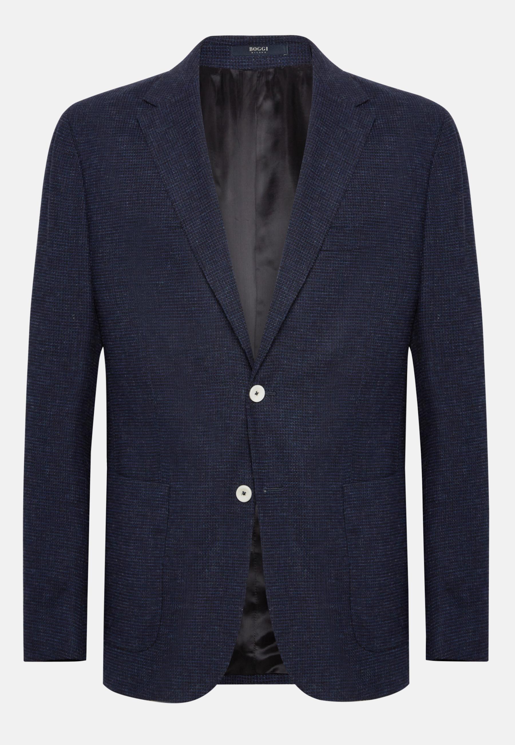 Stretch Wool Linen Jacket Navy, , large image number 3