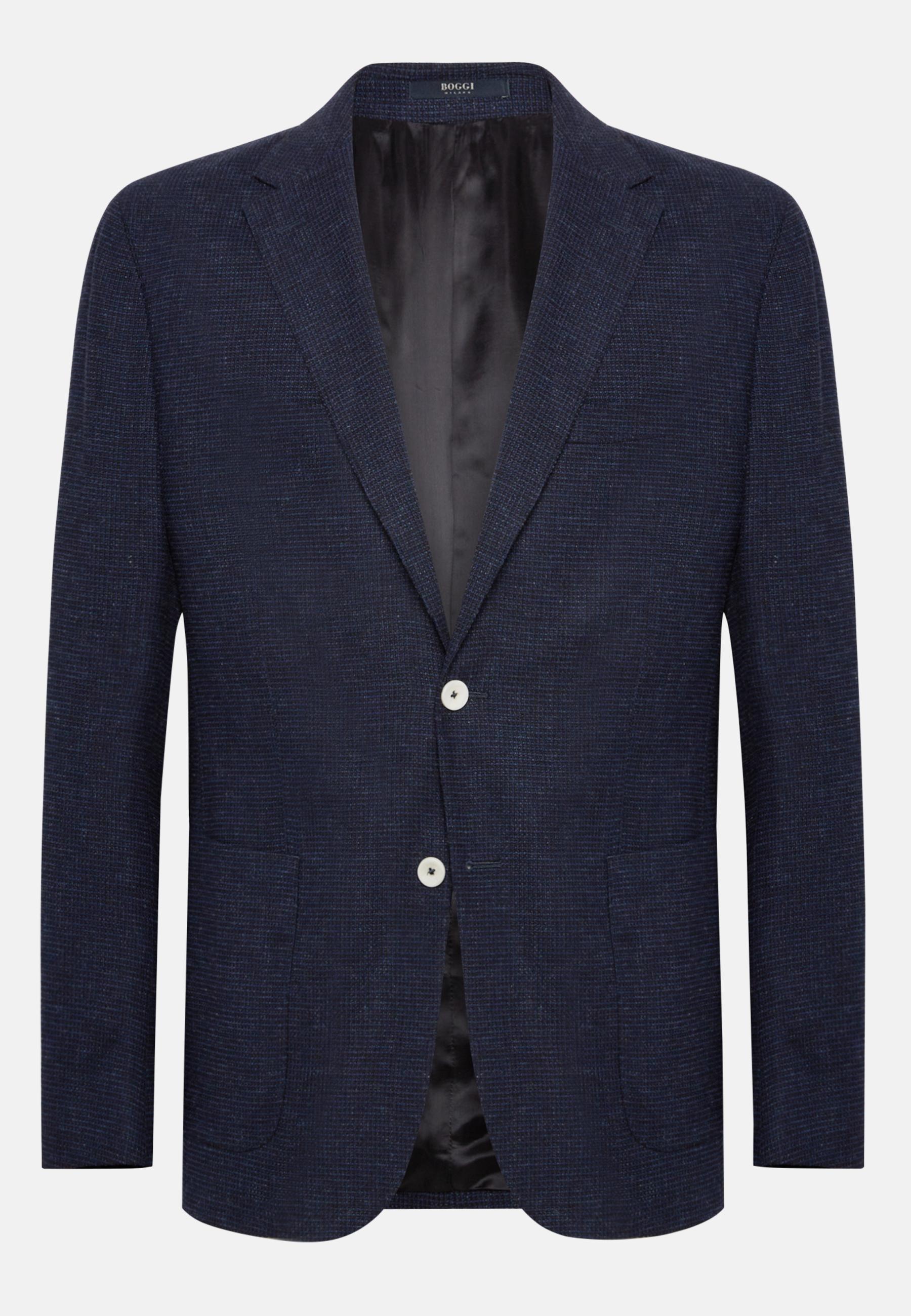 Boggi Milano - Navy Stretch Wool Linen Jacket