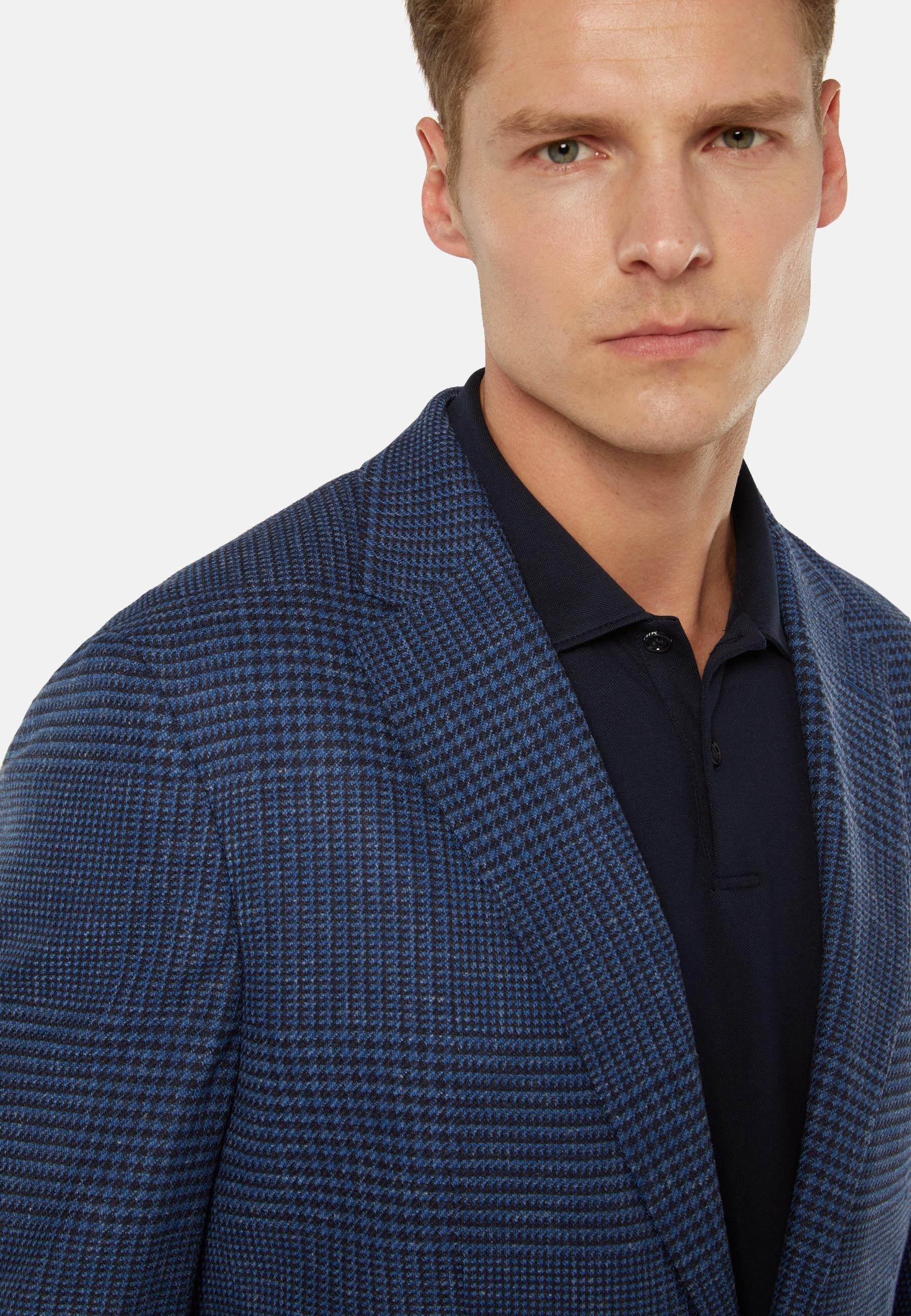 Boggi Milano - Navy Check Wool Linen Jacket