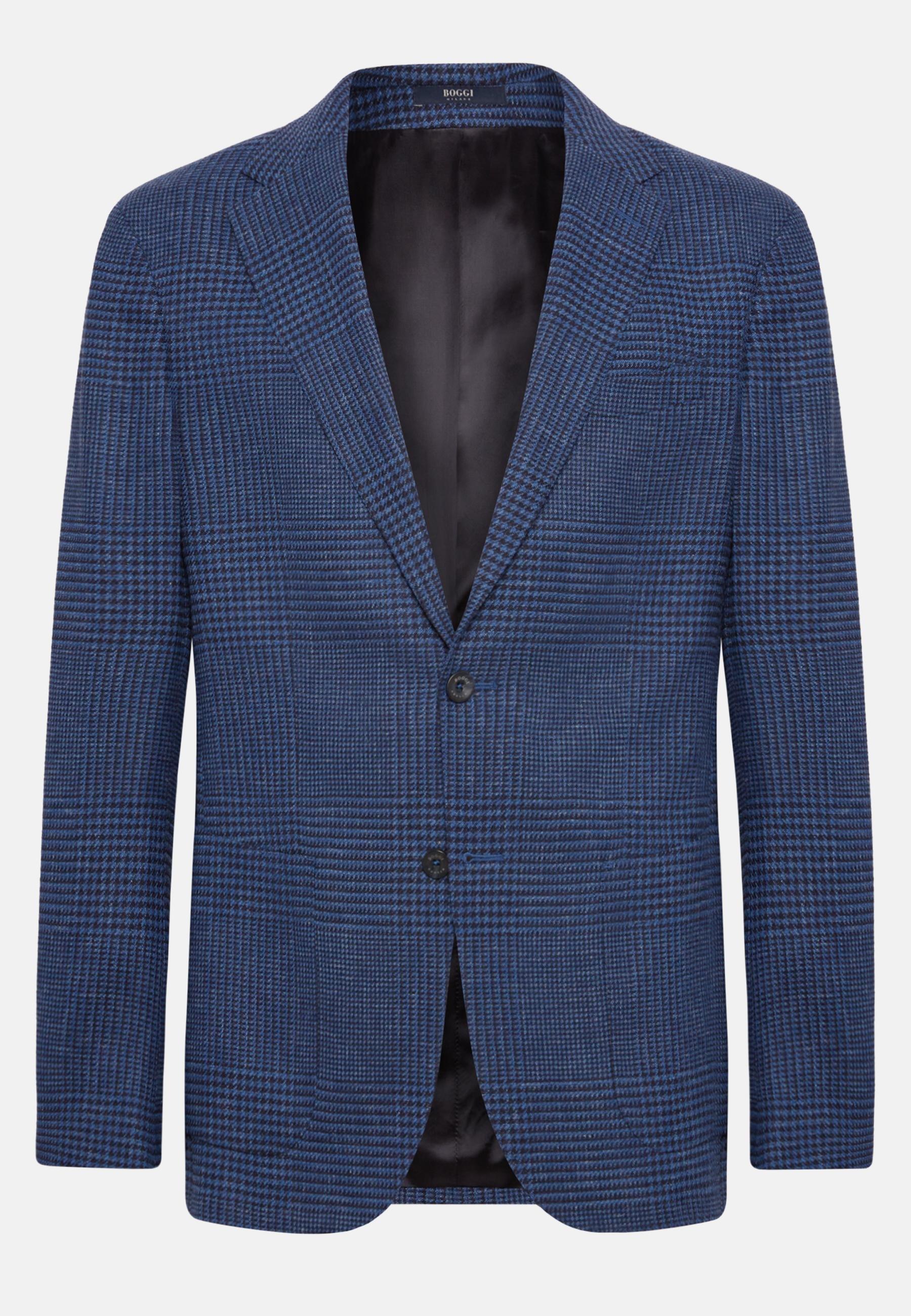 Check Wool Linen Jacket Navy, , large image number 3