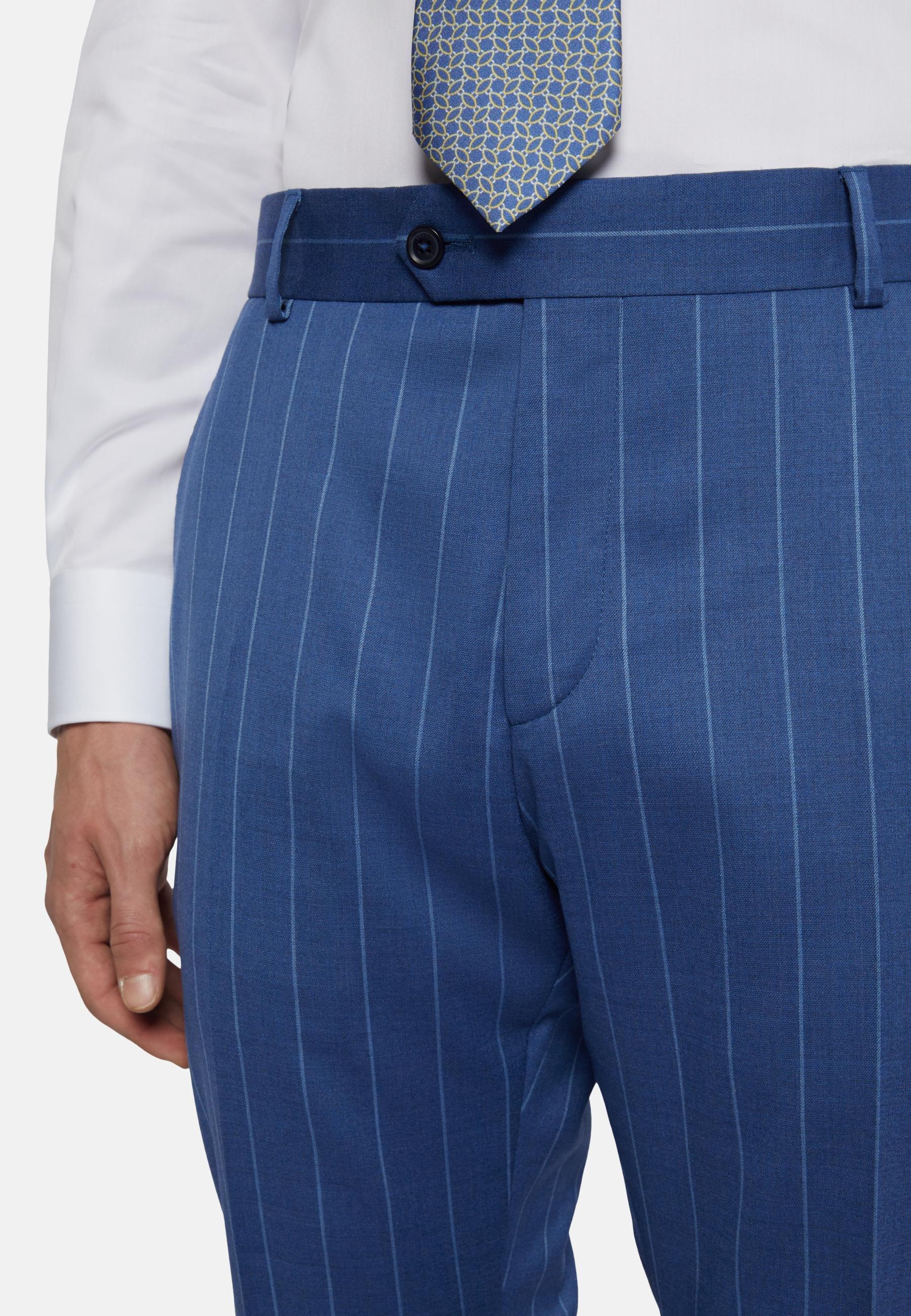 Pinstripe Stretch Wool Suit Blue, , large image number 3