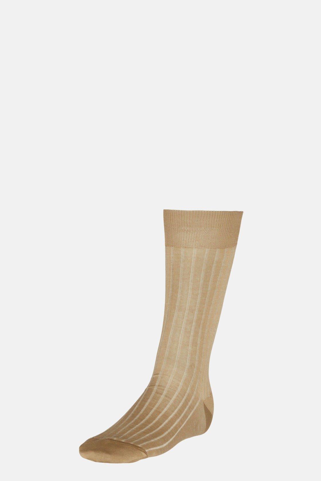 Ribbed Cotton Lisle Socks Beige, Beige, large image number 0