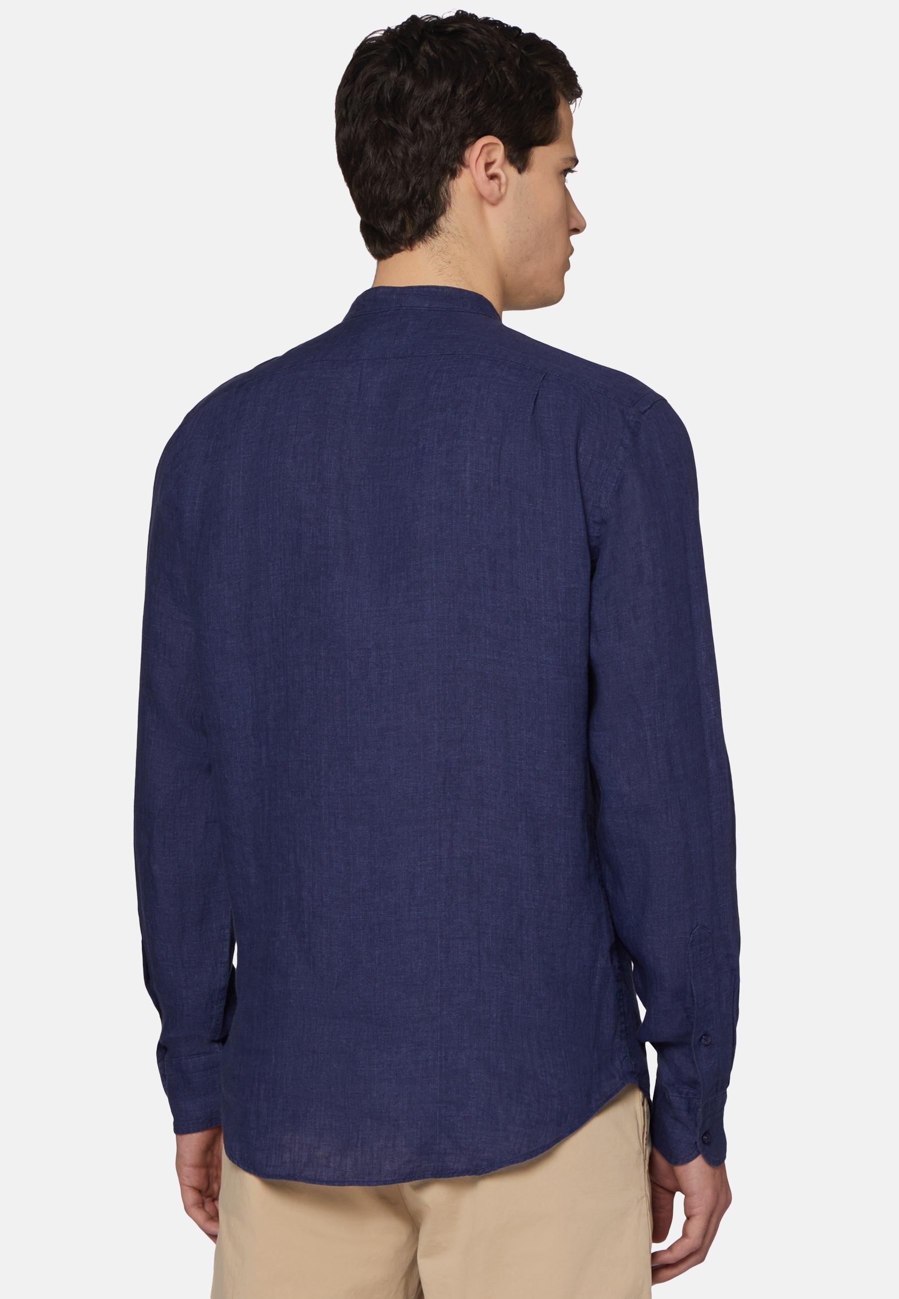 Linen Shirt Navy, Navy blue, large image number 2