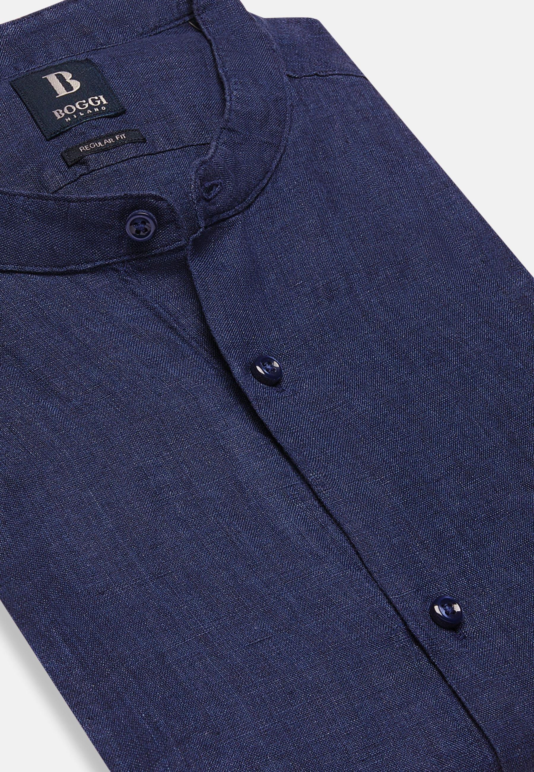 Linen Shirt Navy, Navy blue, large image number 3