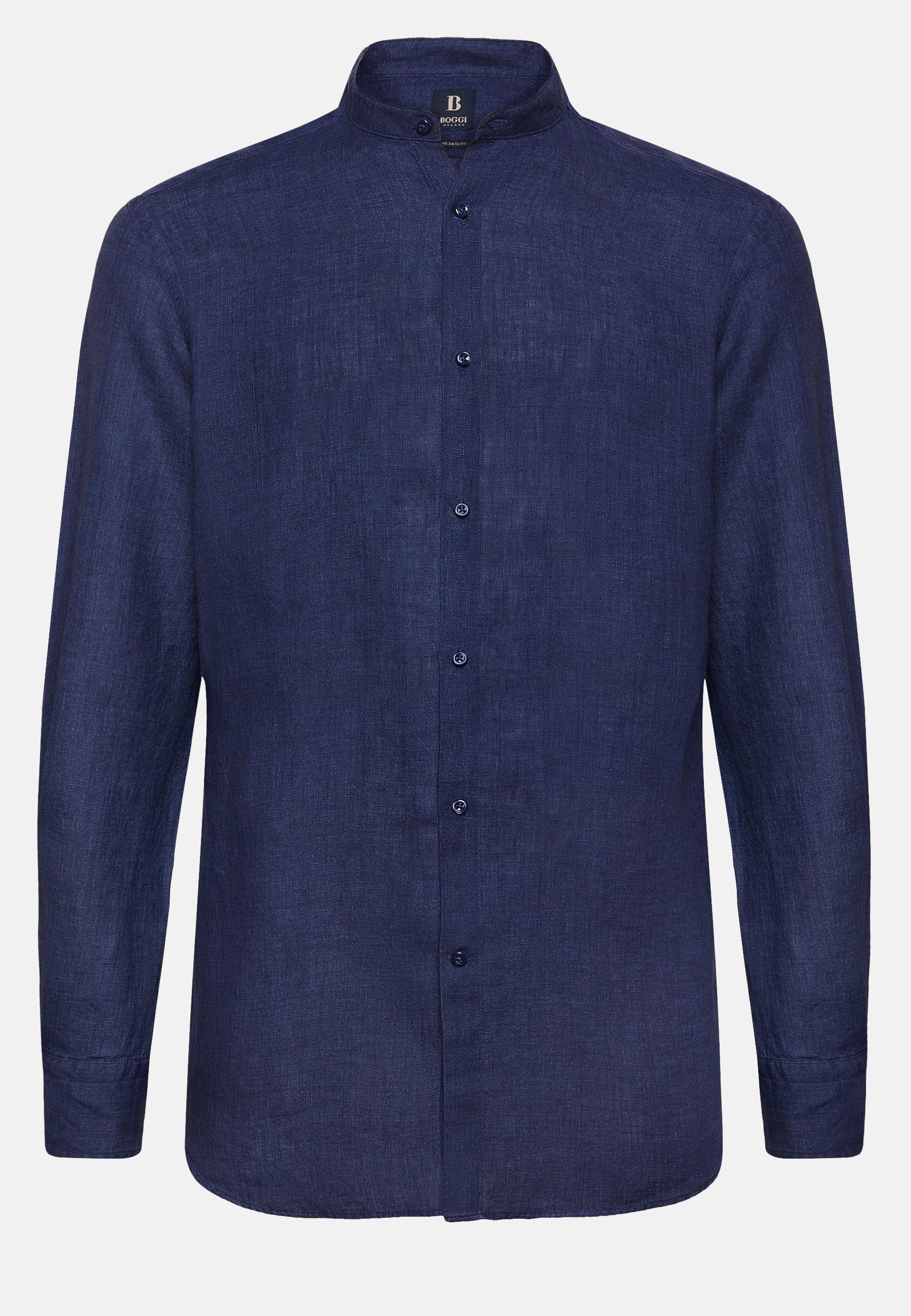 Linen Shirt Navy, Navy blue, large image number 4
