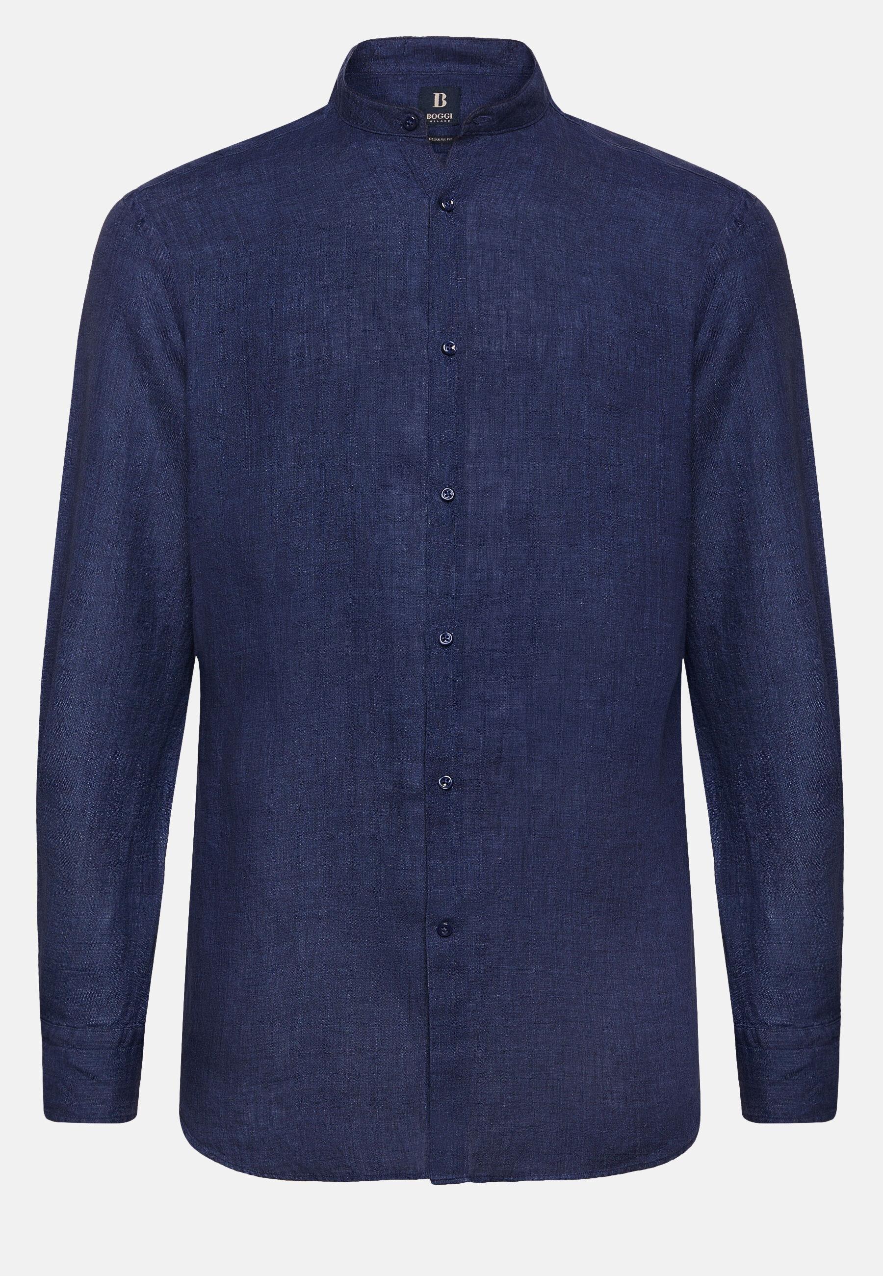 Linen Shirt Navy, Navy blue, large image number 6