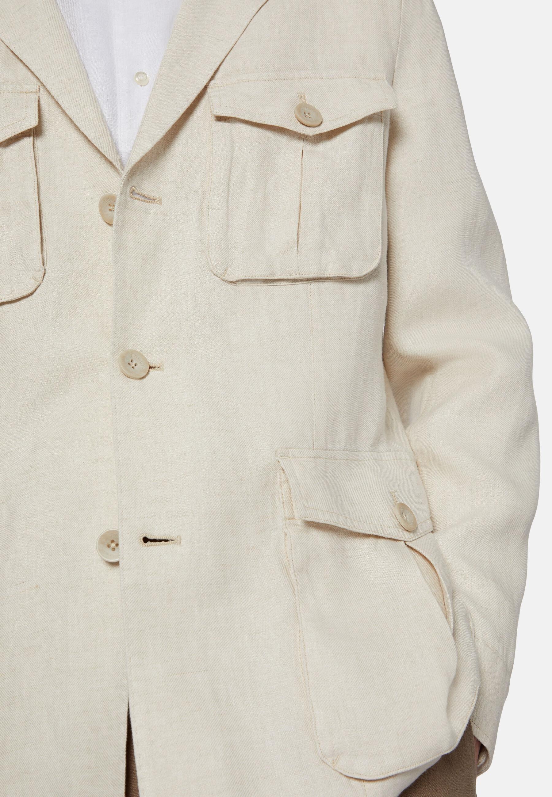 Beige Tie Waist Shorts, 3901_CREA, large image number 2