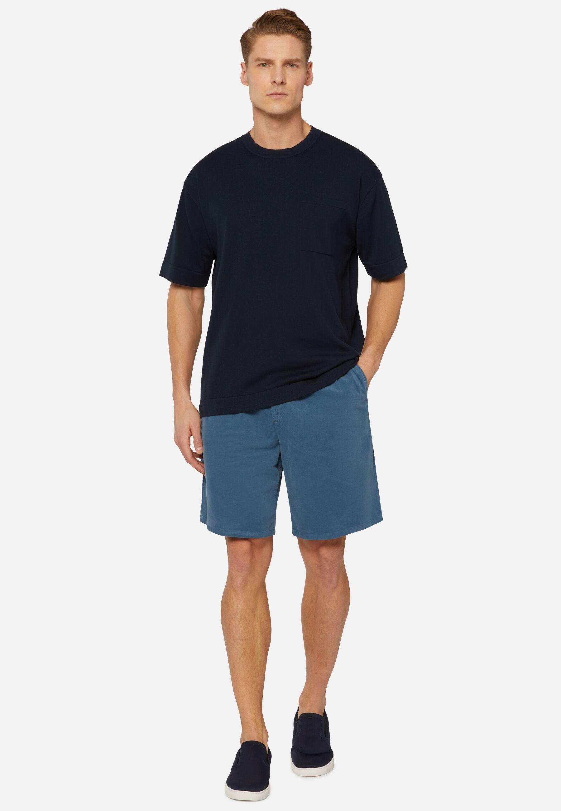 Ultra Light Cotton Bermuda Shorts Navy, Indigo, medium