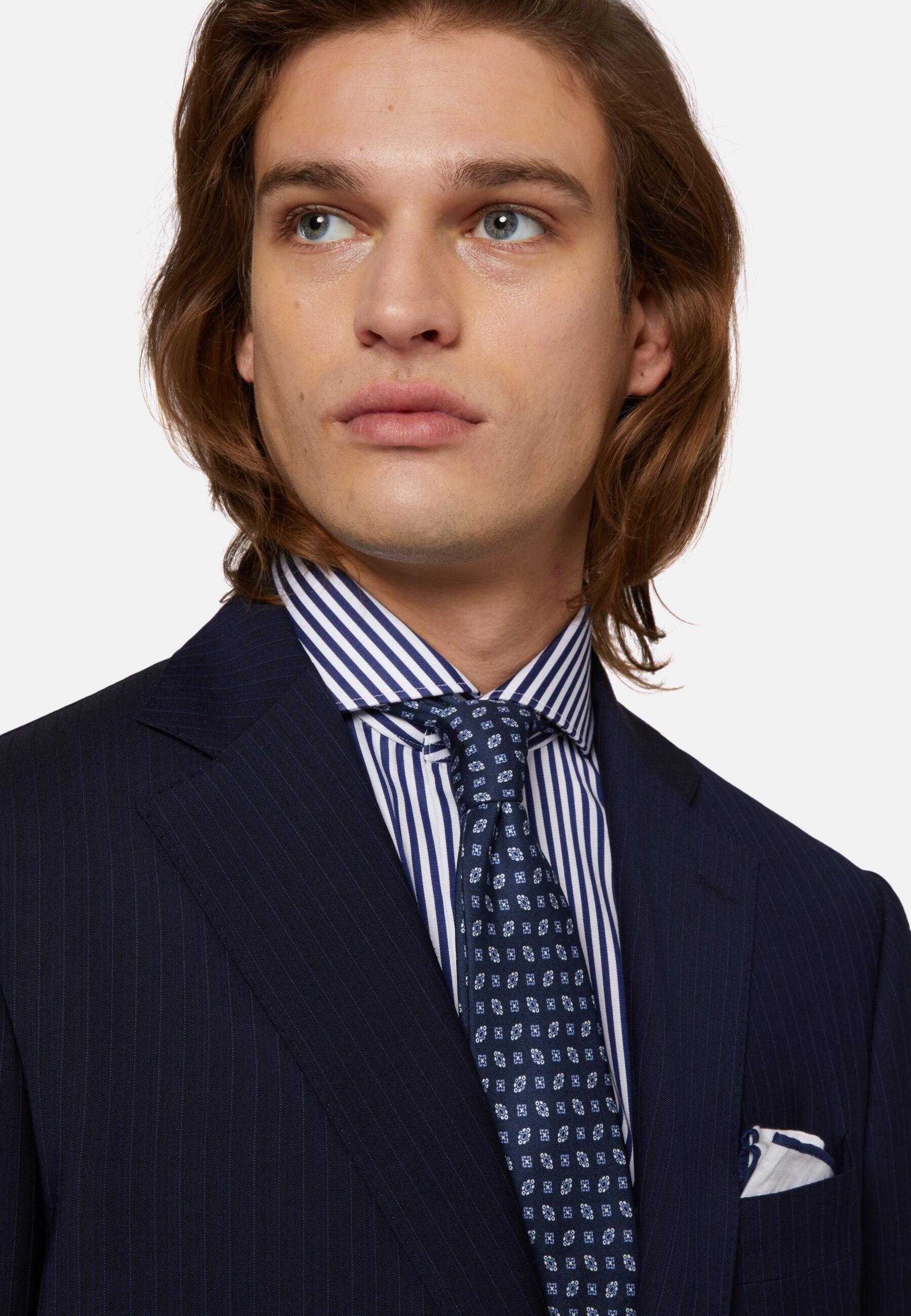 Pure Wool Pinstripe Suit Navy, Navy blue, large image number 2