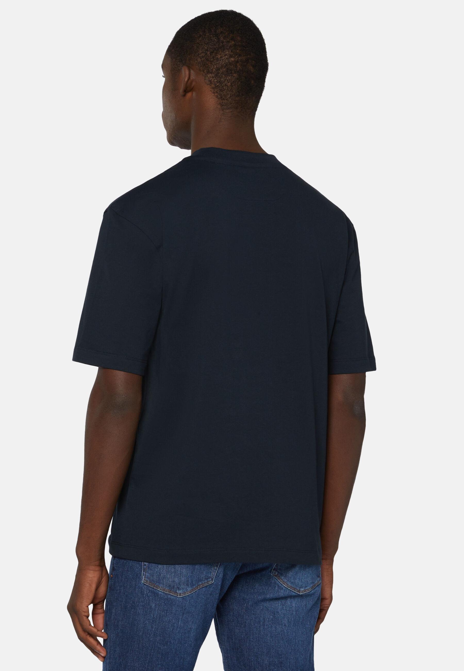 T-Shirt in Cotton, Navy Blue, Navy blue, large image number 2