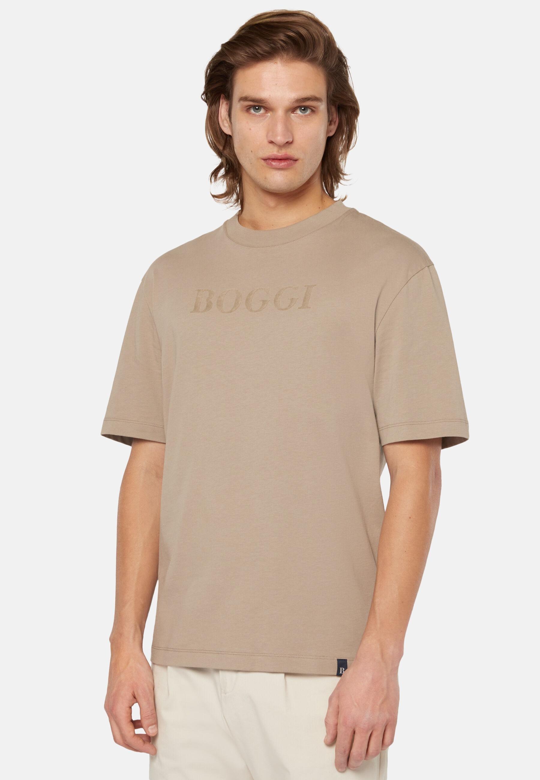 Cotton T-Shirt Beige, Taupe, large image number 0