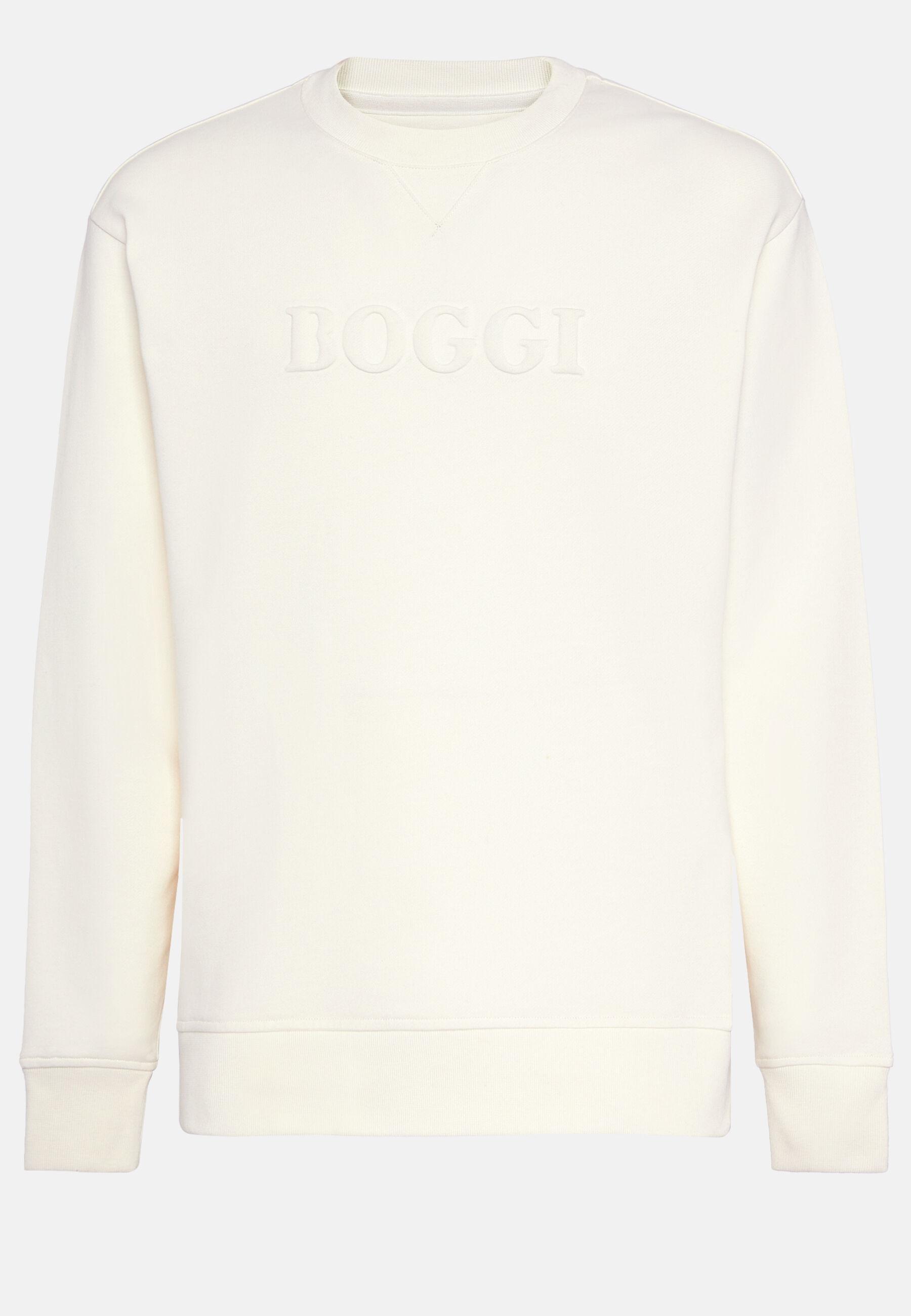 Sweatshirt in Crew Neck Cotton, White, White, large image number 6