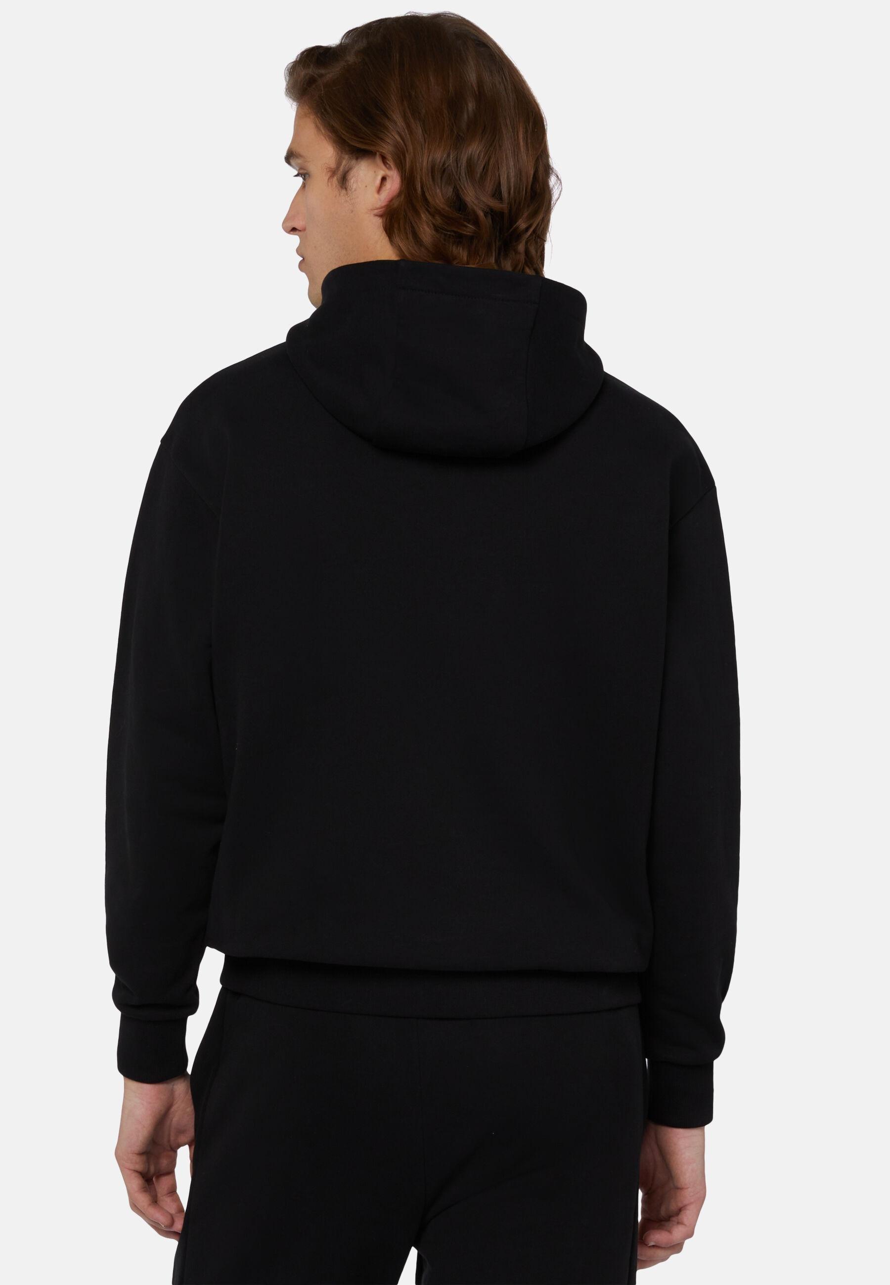 Cotton Hooded Sweatshirt Black, Black, medium