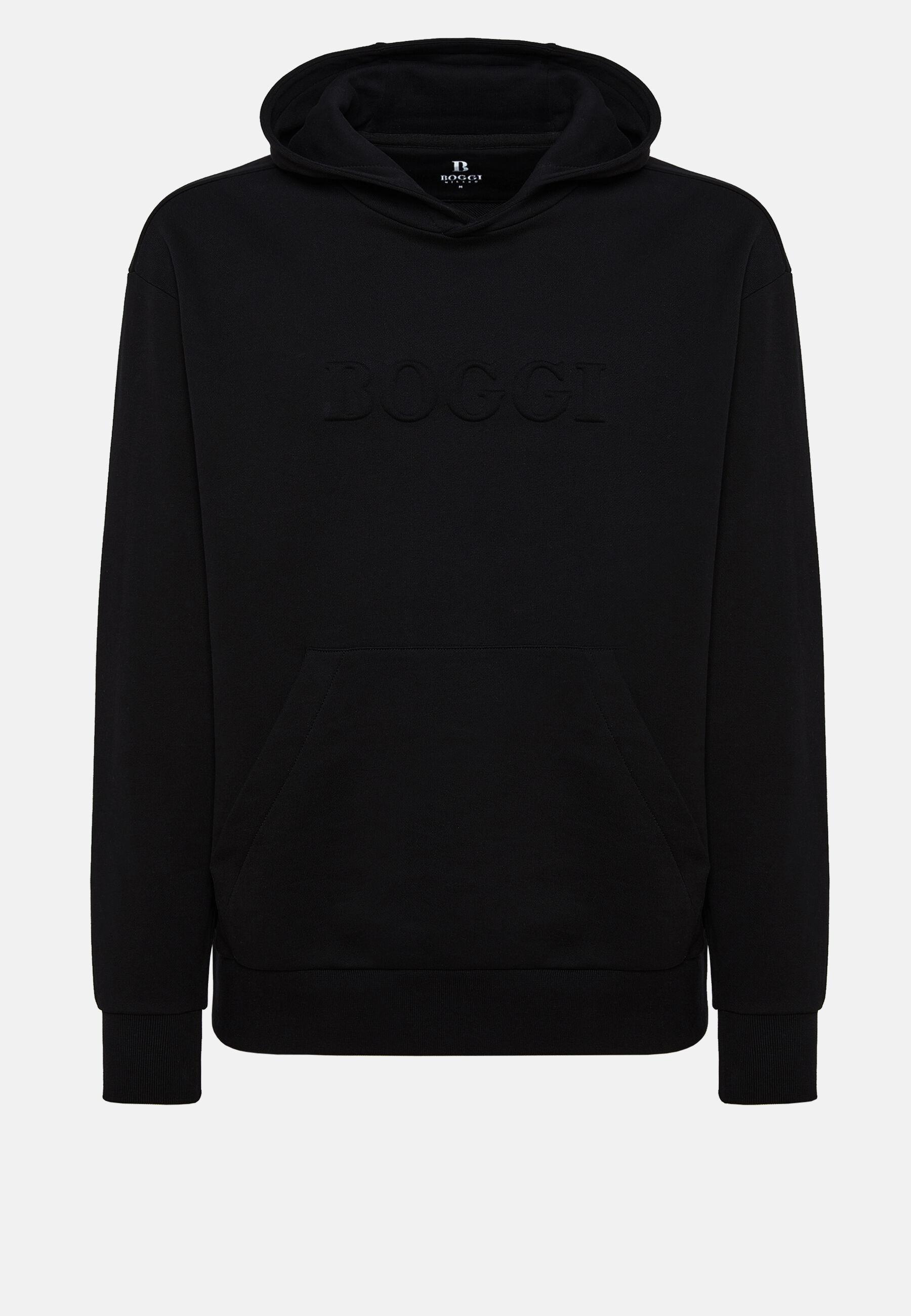 Cotton Hooded Sweatshirt Black, Black, large image number 5