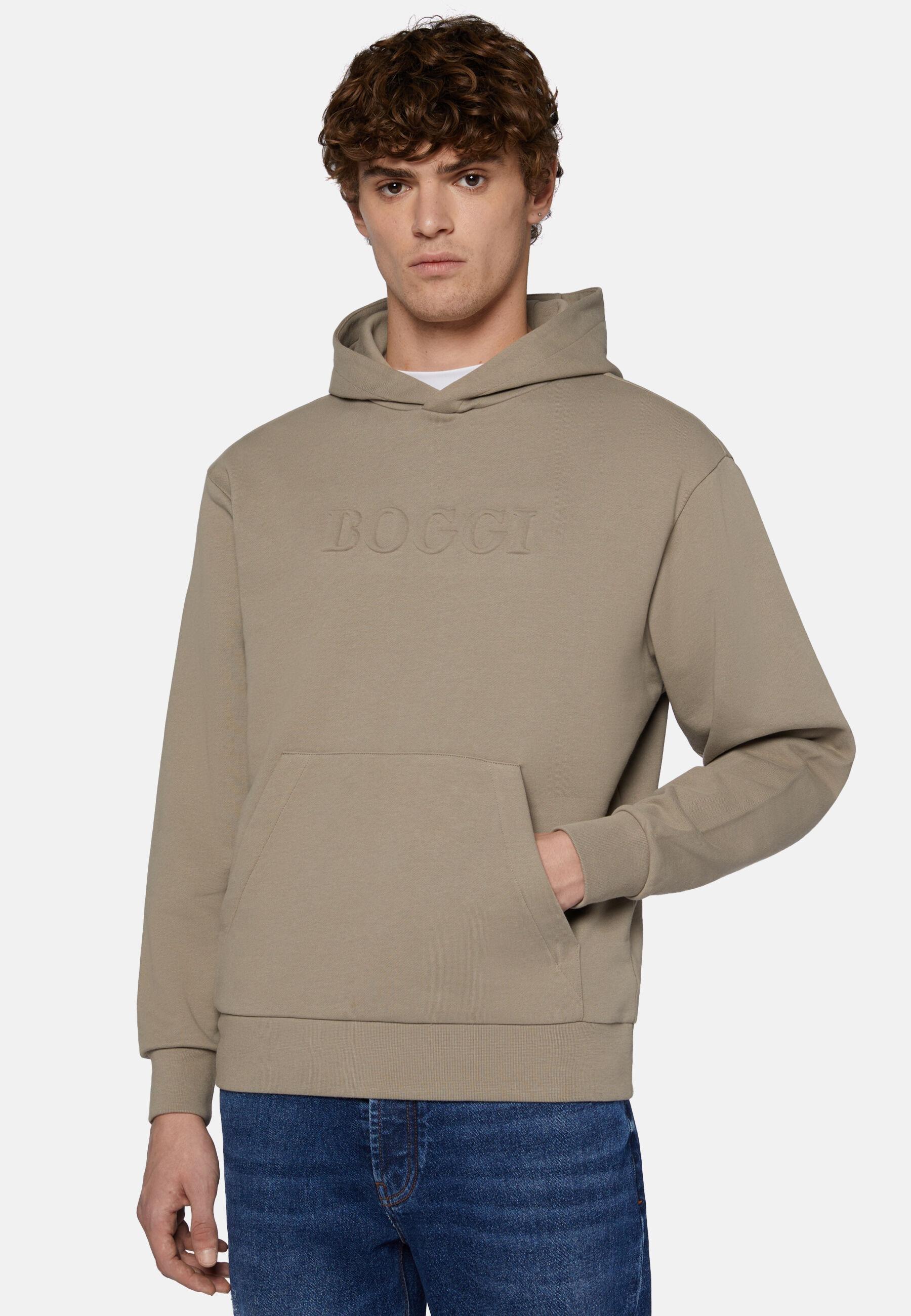Cotton Hooded Sweatshirt Beige, Taupe, large image number 0