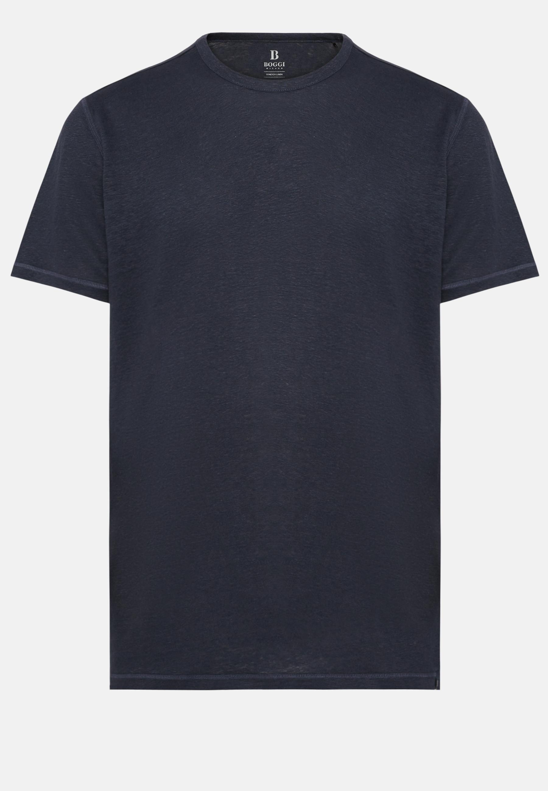 Stretch Linen Jersey T-Shirt Navy, , large image number 2