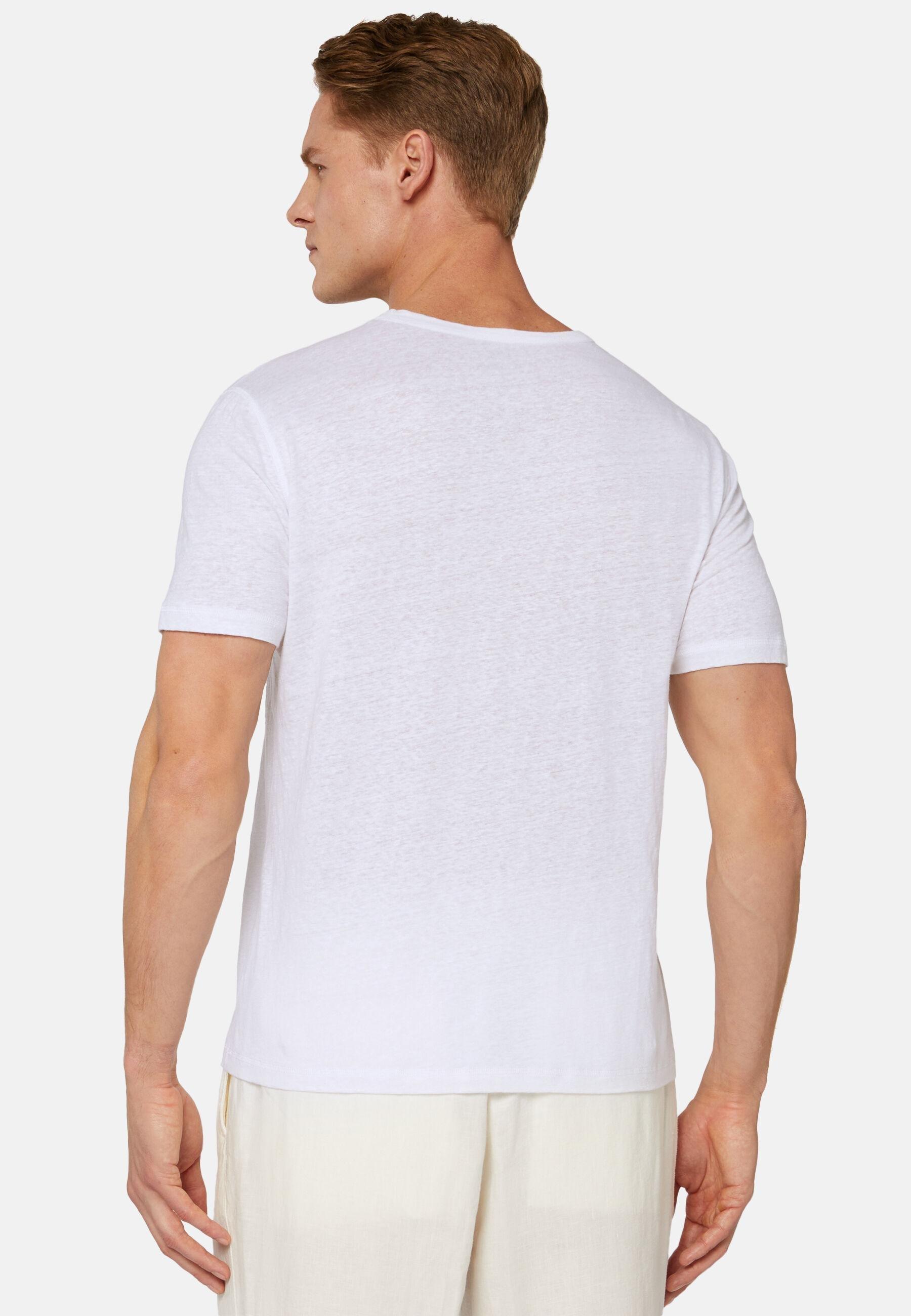 Stretch Linen Jersey T-Shirt White, 3901_WHIT, large image number 1