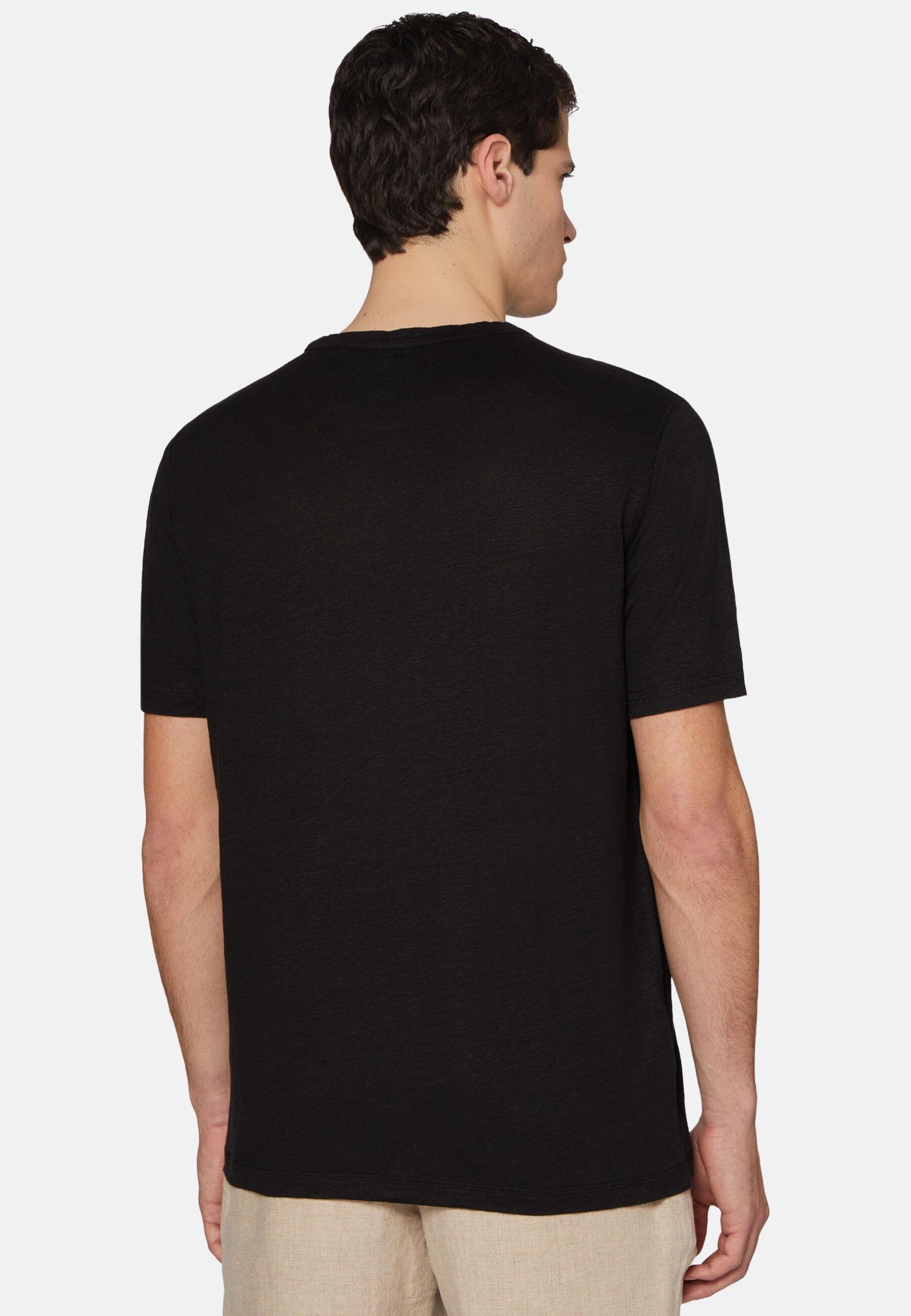 Stretch Linen Jersey T-Shirt Black, 3901_BLAC, large image number 1