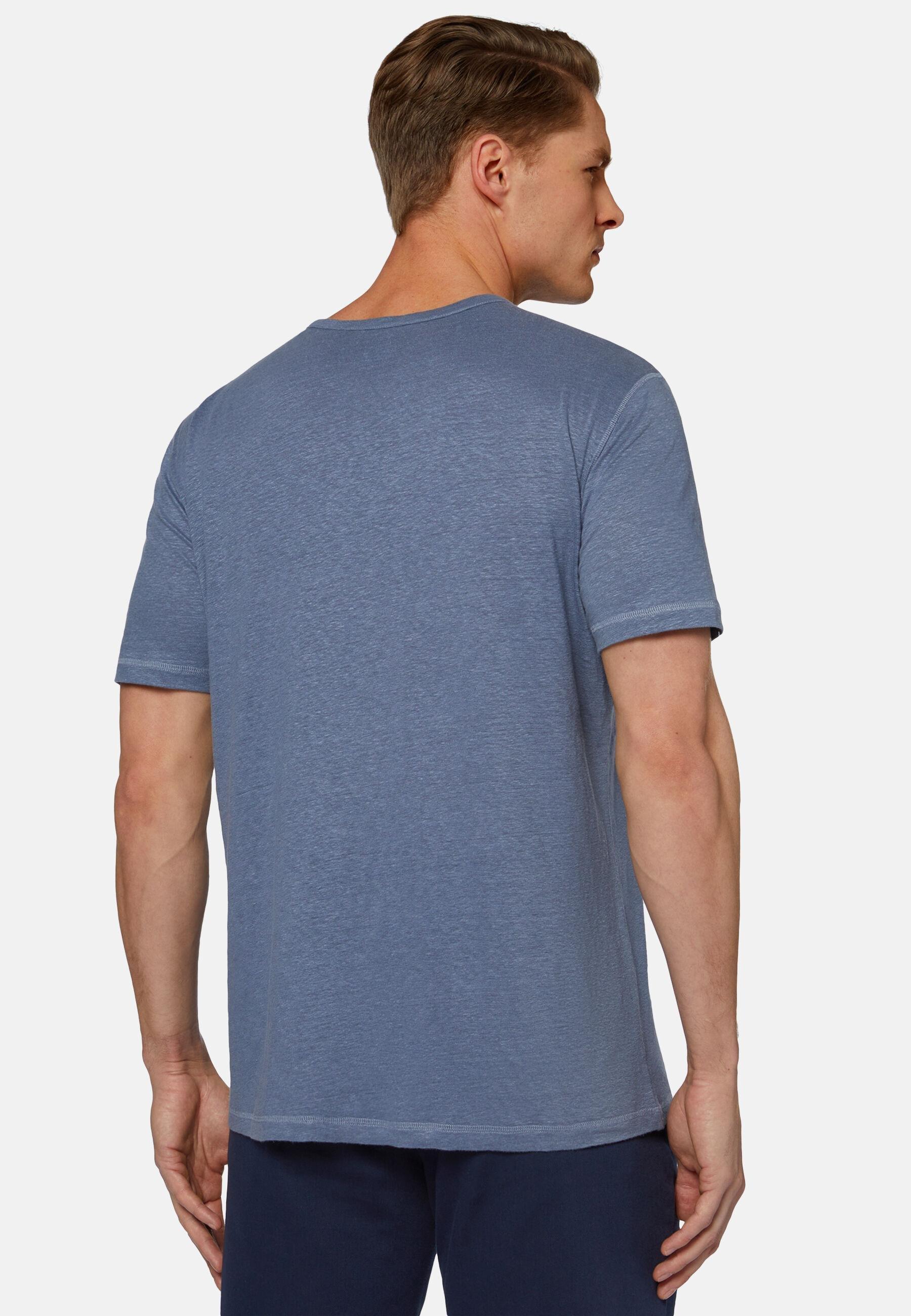 Stretch Linen Jersey T-Shirt Blue, Indigo, medium