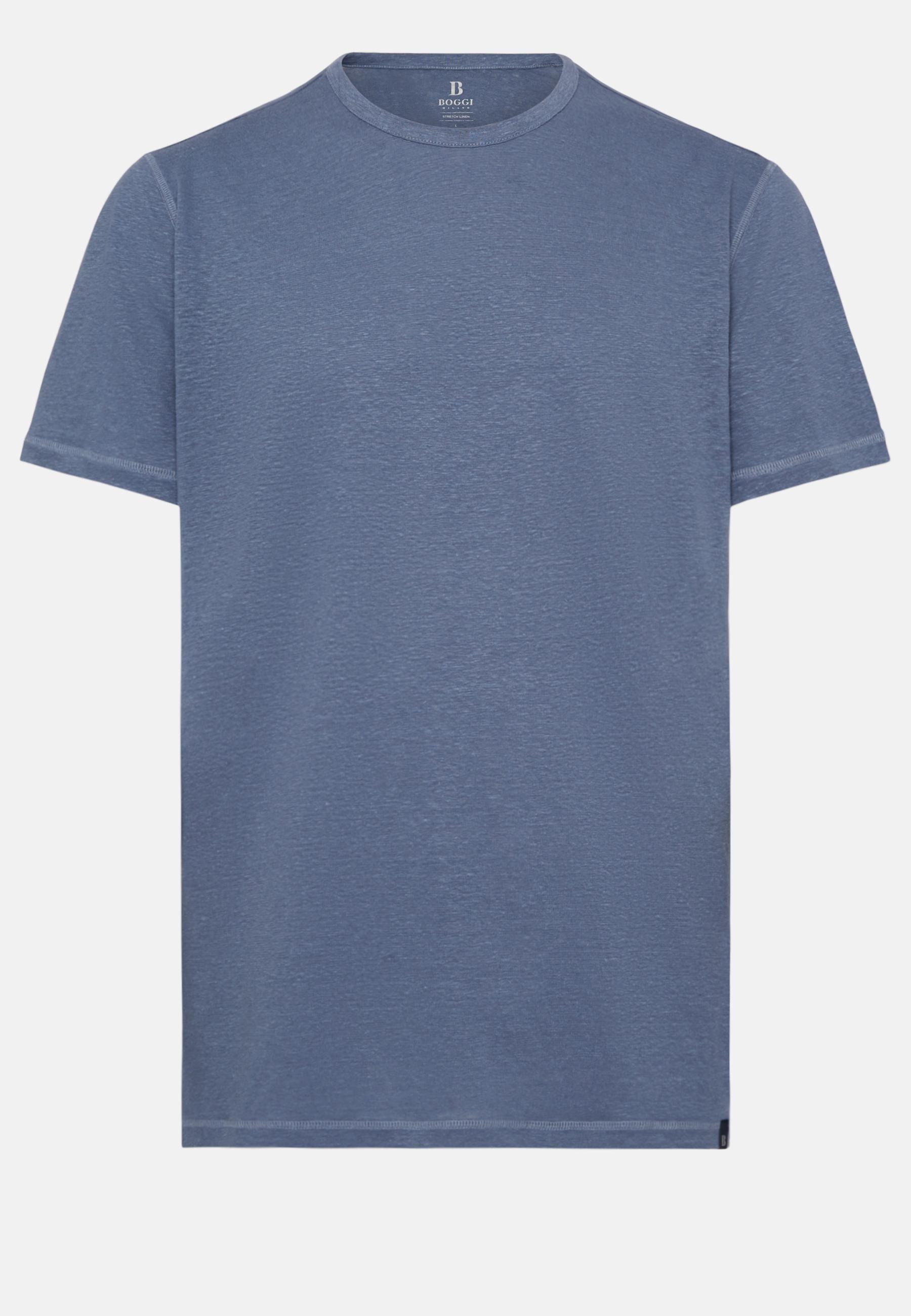 Stretch Linen Jersey T-Shirt Blue, , large image number 2