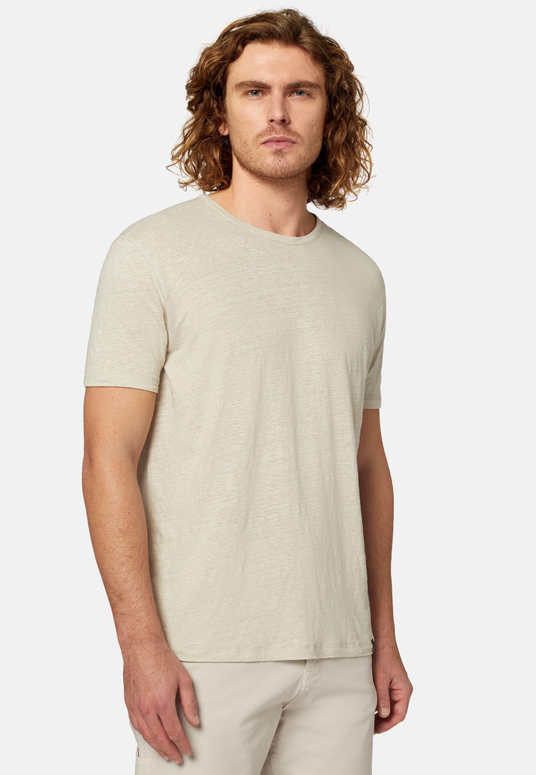 Stretch Linen Jersey T-Shirt Beige, , large image number 0